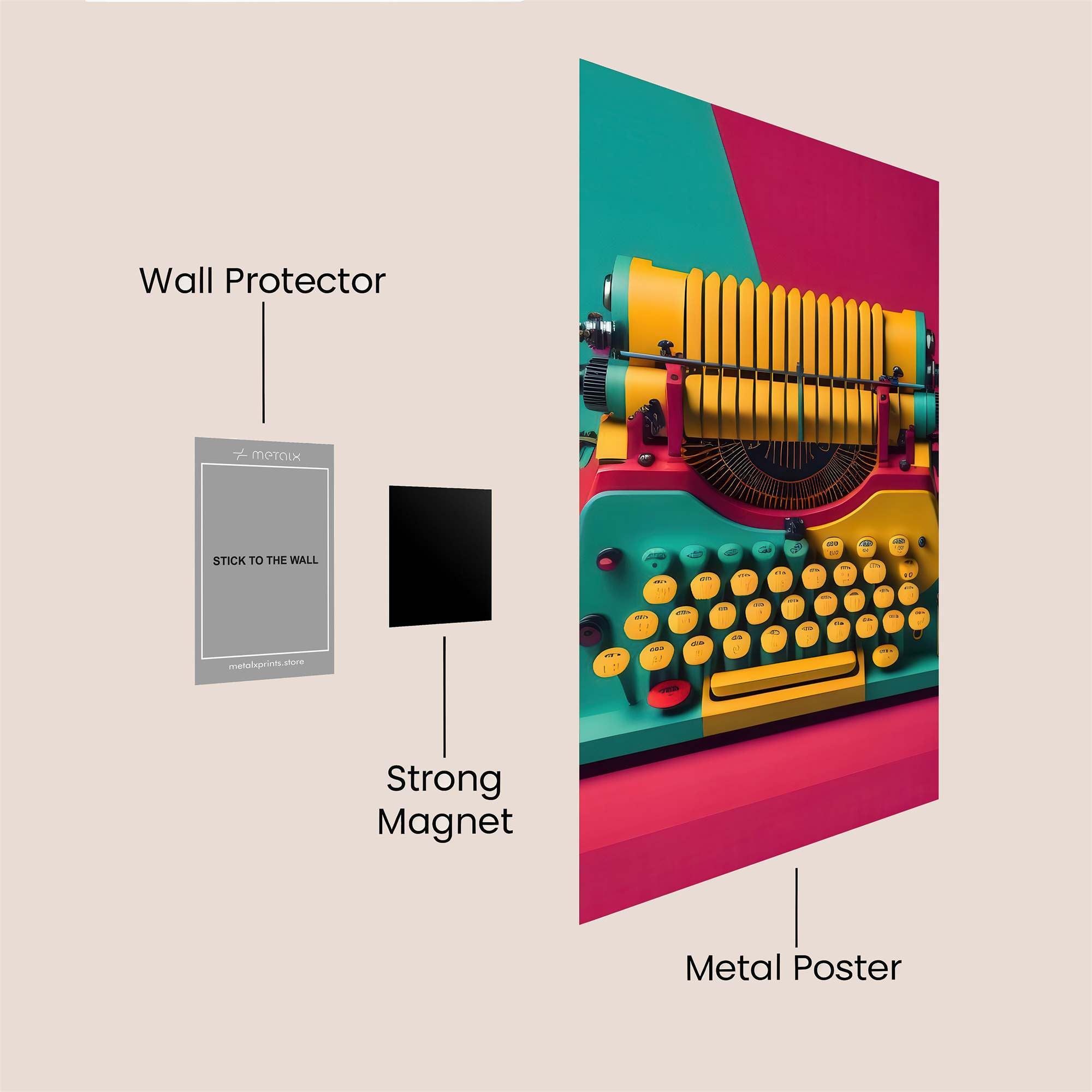 Typewriter Whimsy Safe Wall Magnetic / M
