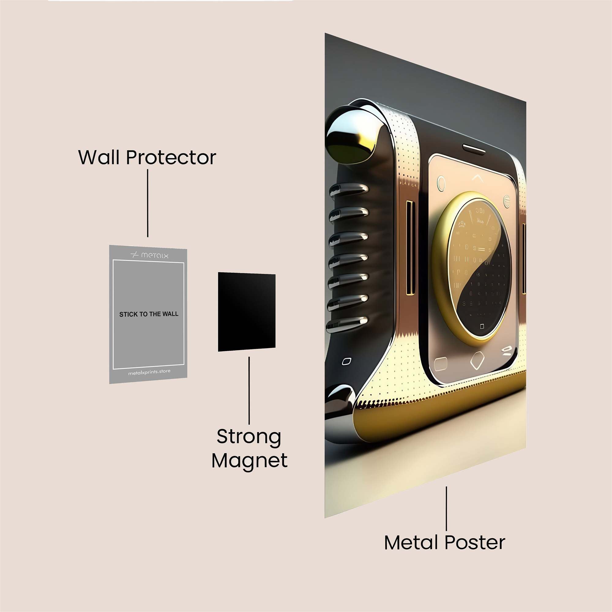 Retro Futuristic Safe Wall Magnetic / M