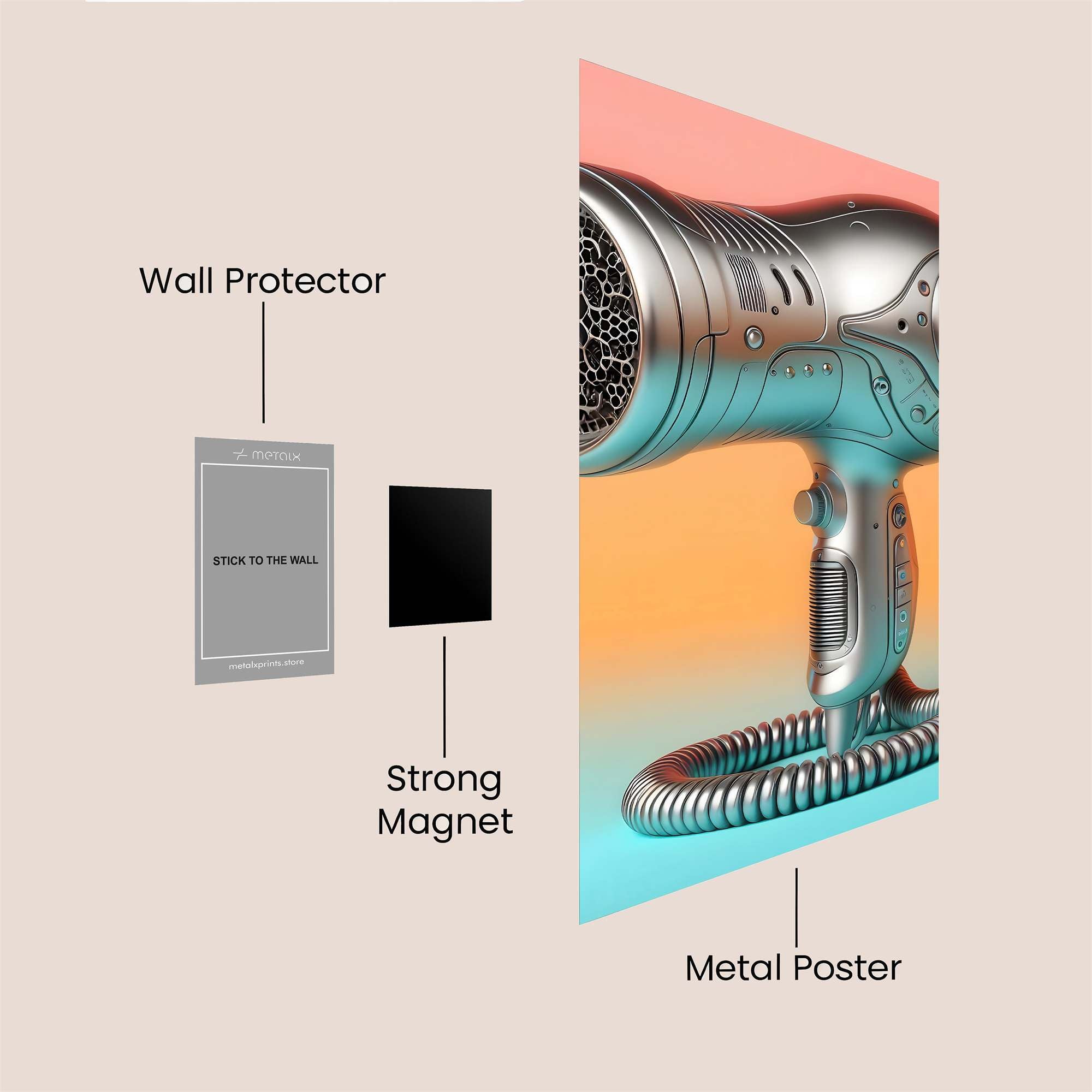 Futuristic Blowdryer Safe Wall Magnetic / M