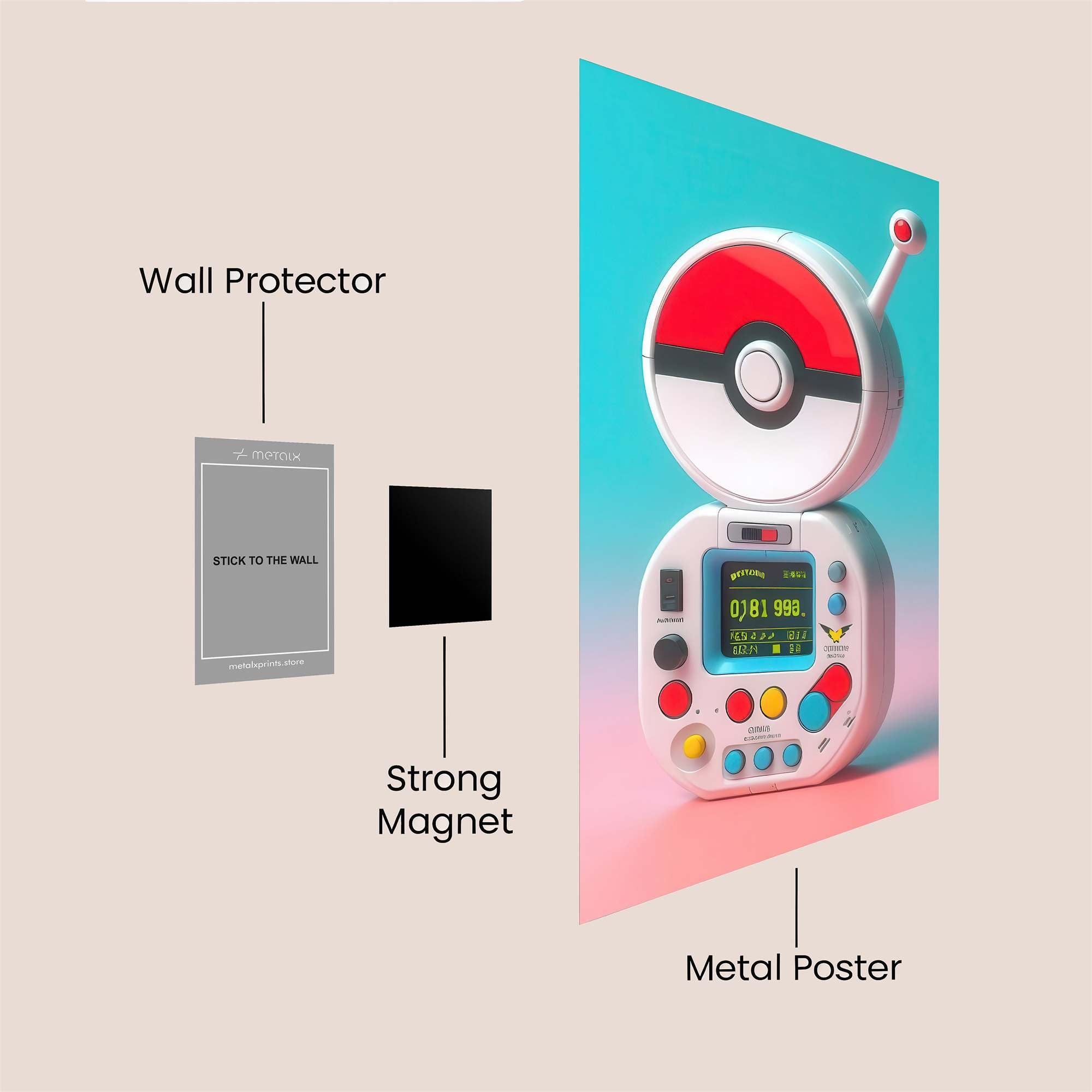 PokeCom Retro Safe Wall Magnetic / M