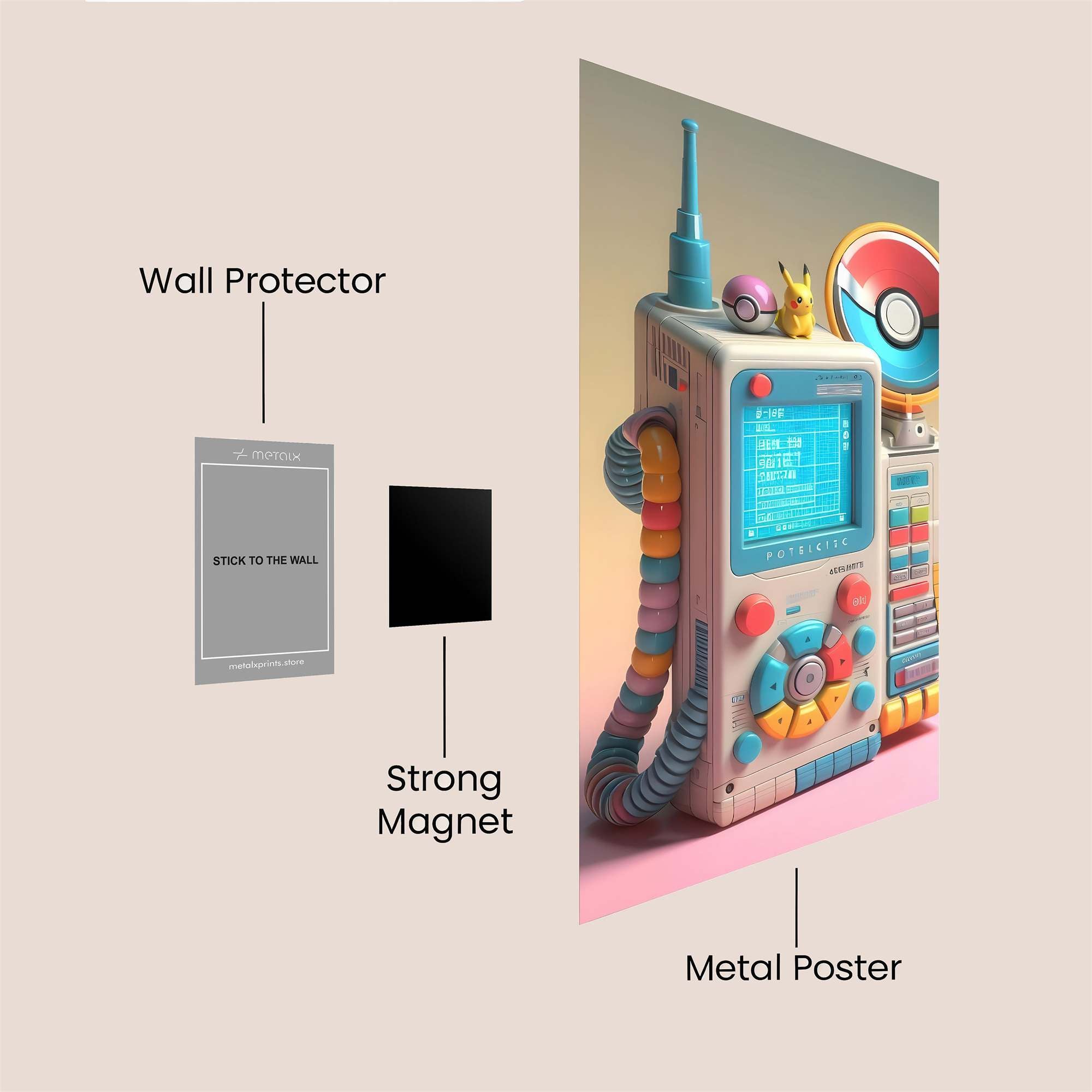 Pikachu Playful Safe Wall Magnetic / M