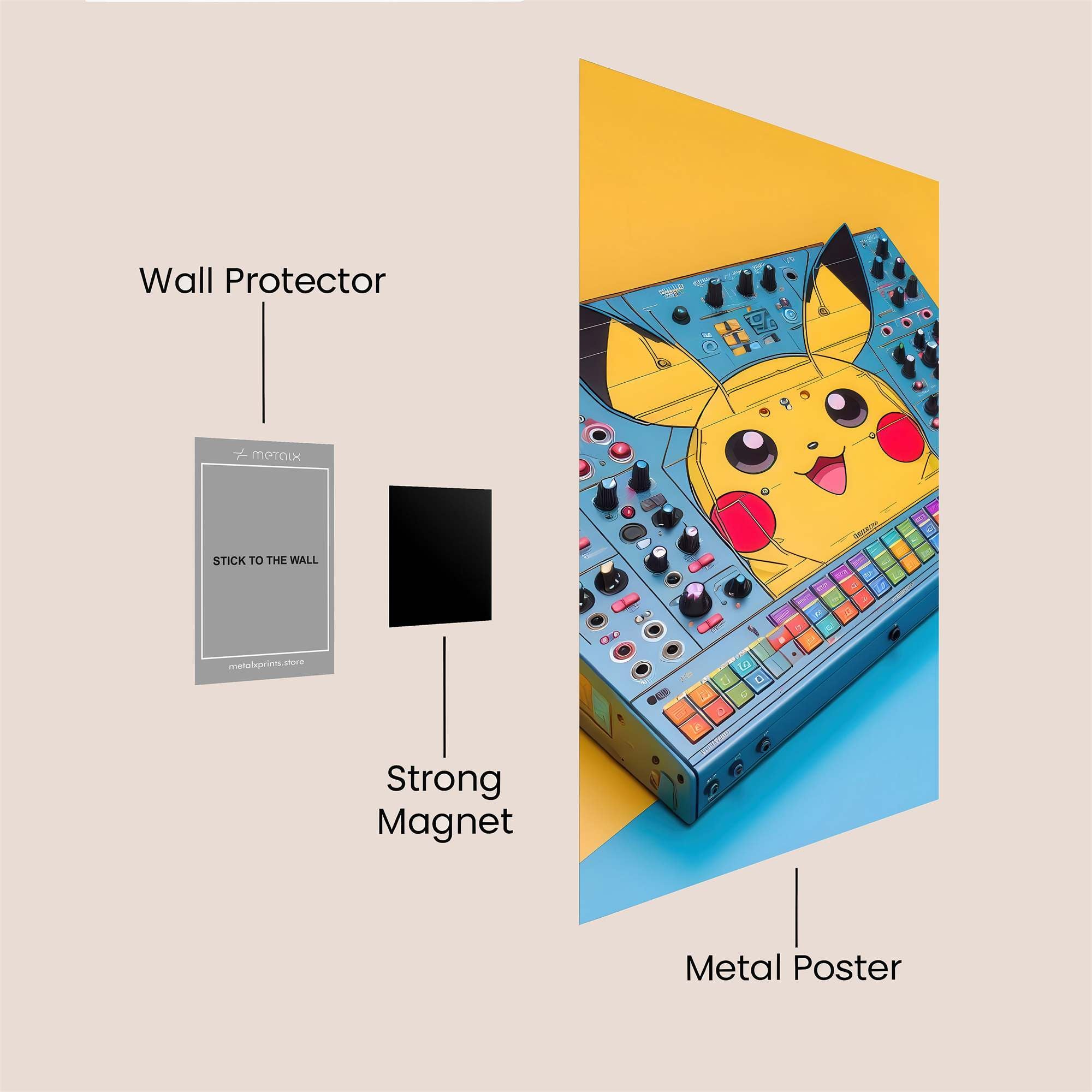 Pikachu Playful Safe Wall Magnetic / M