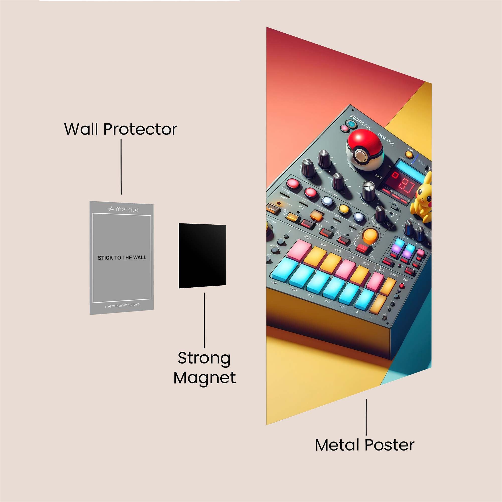 Pikachu Beats Safe Wall Magnetic / M