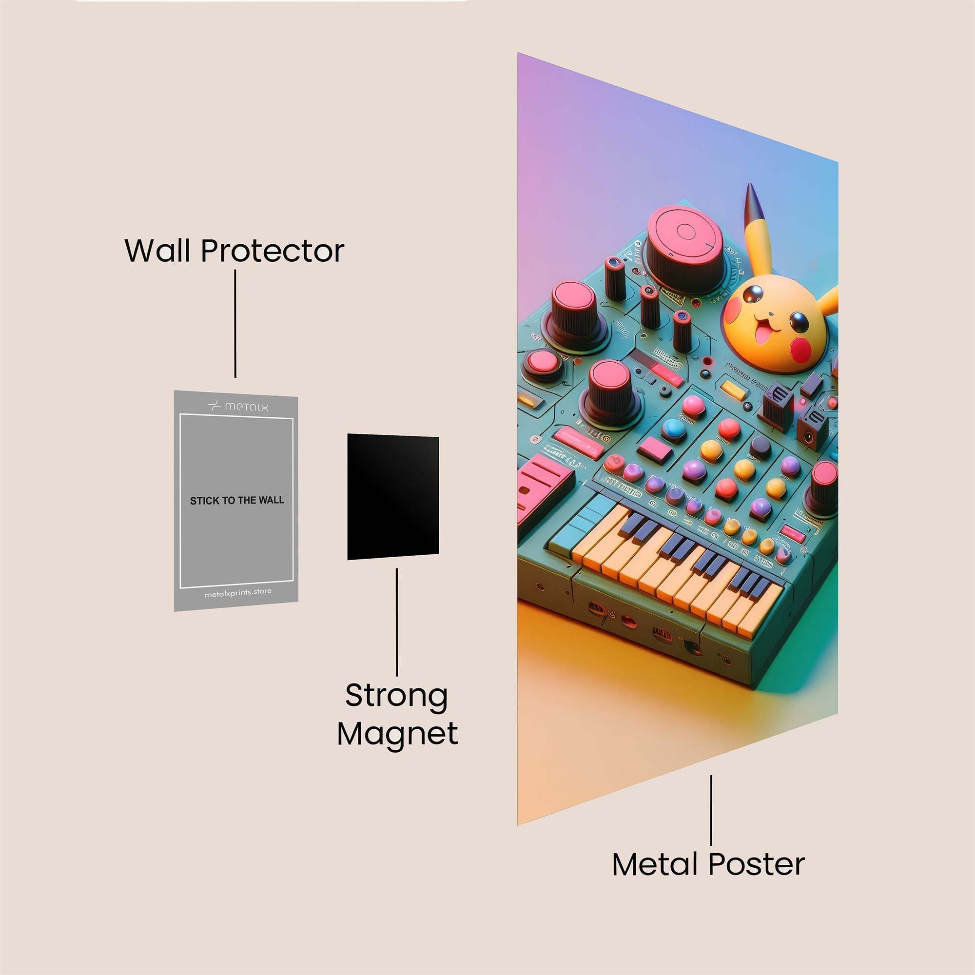 Pikachu Playful Safe Wall Magnetic / M