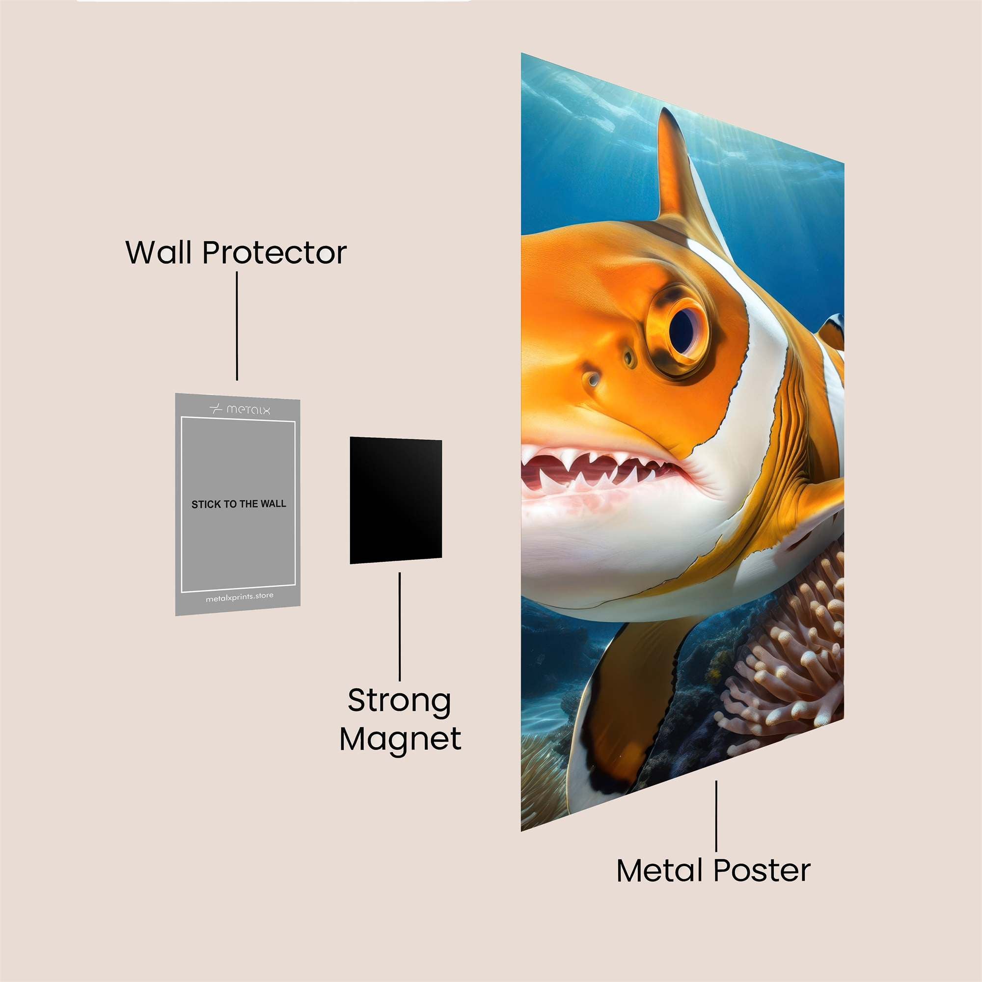 Clownshark Whimsy Safe Wall Magnetic / M