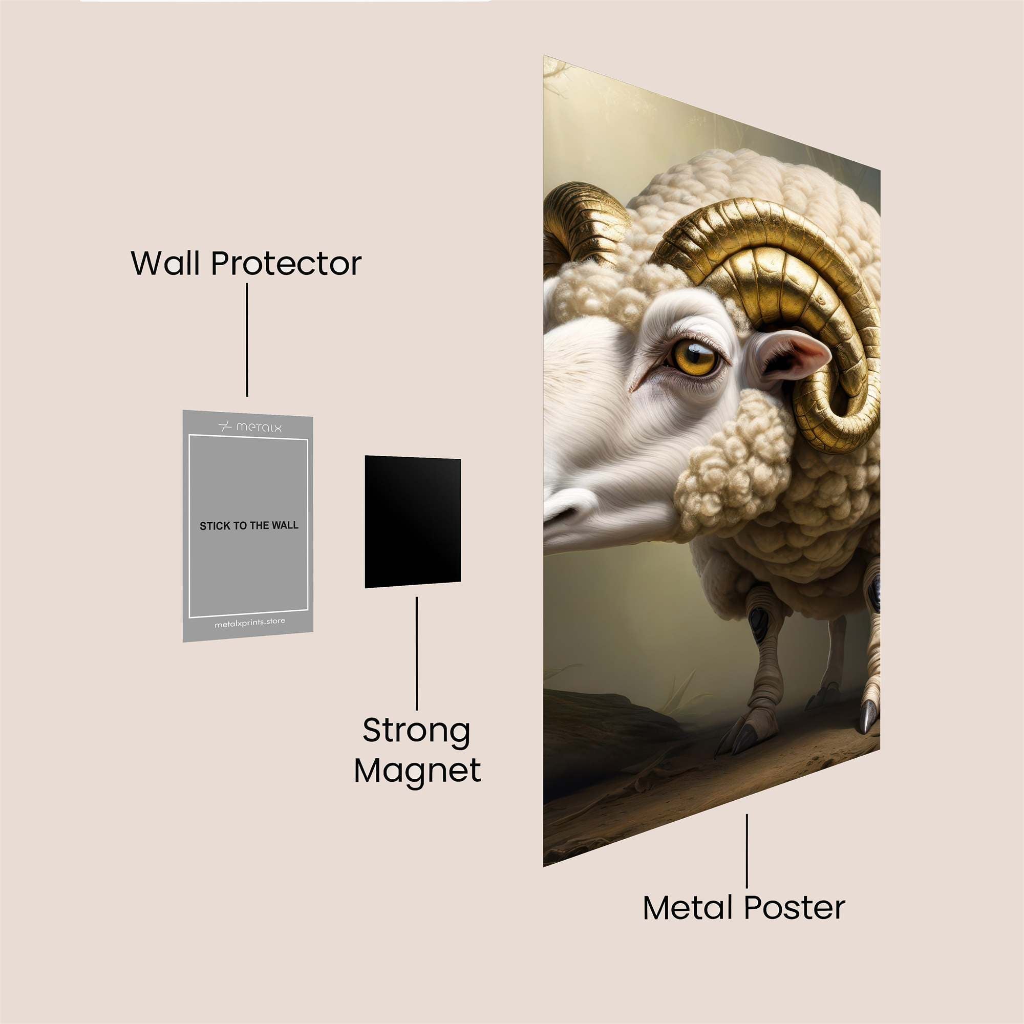 Golden Ram Safe Wall Magnetic / M