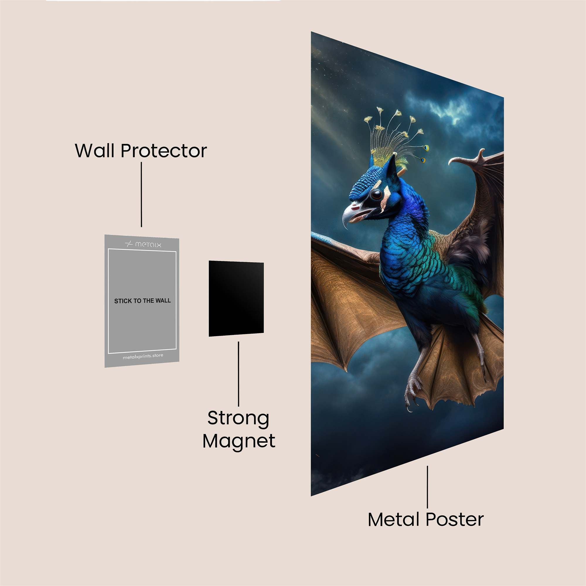 Peacock Phoenix Safe Wall Magnetic / M