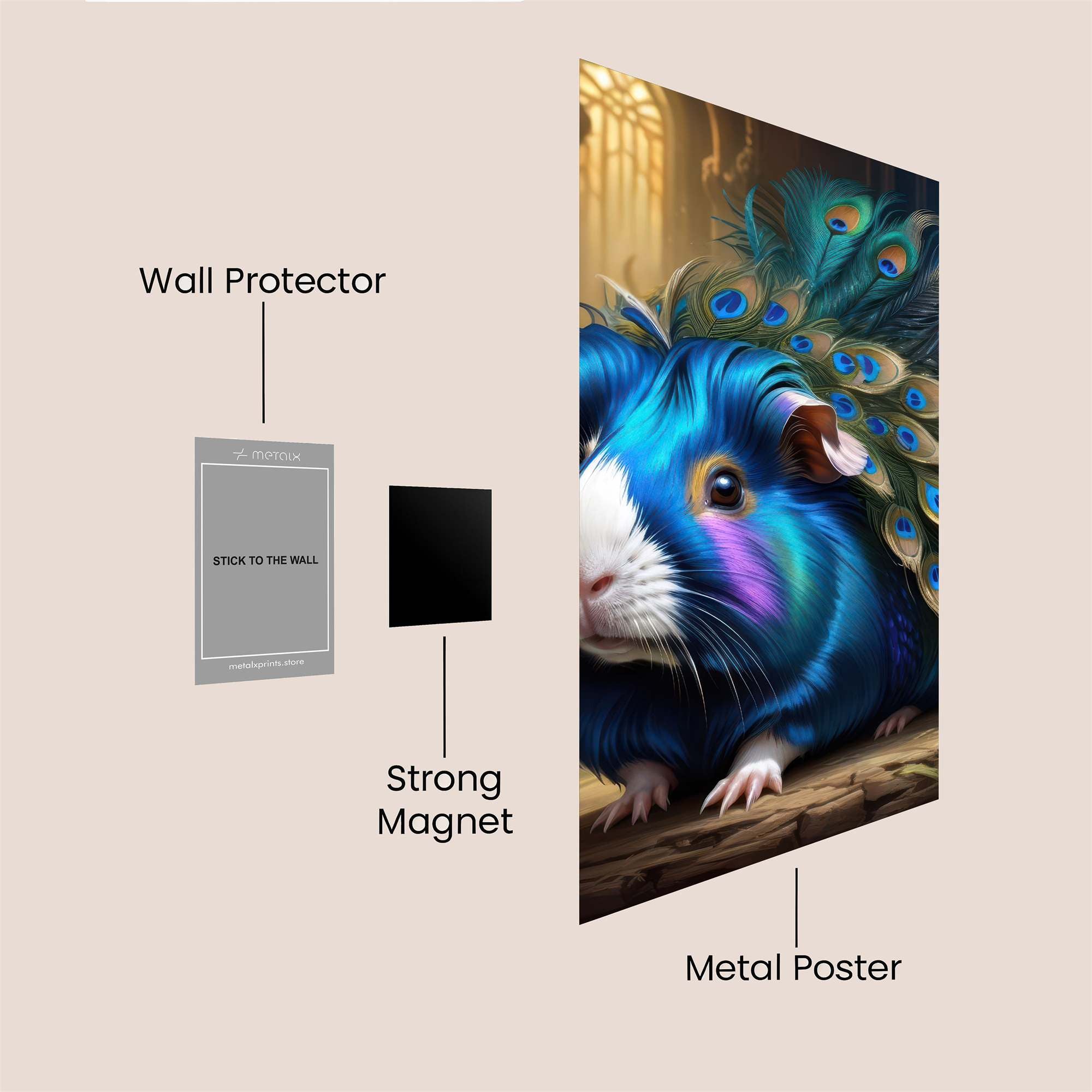 Peacock Guinea Safe Wall Magnetic / M