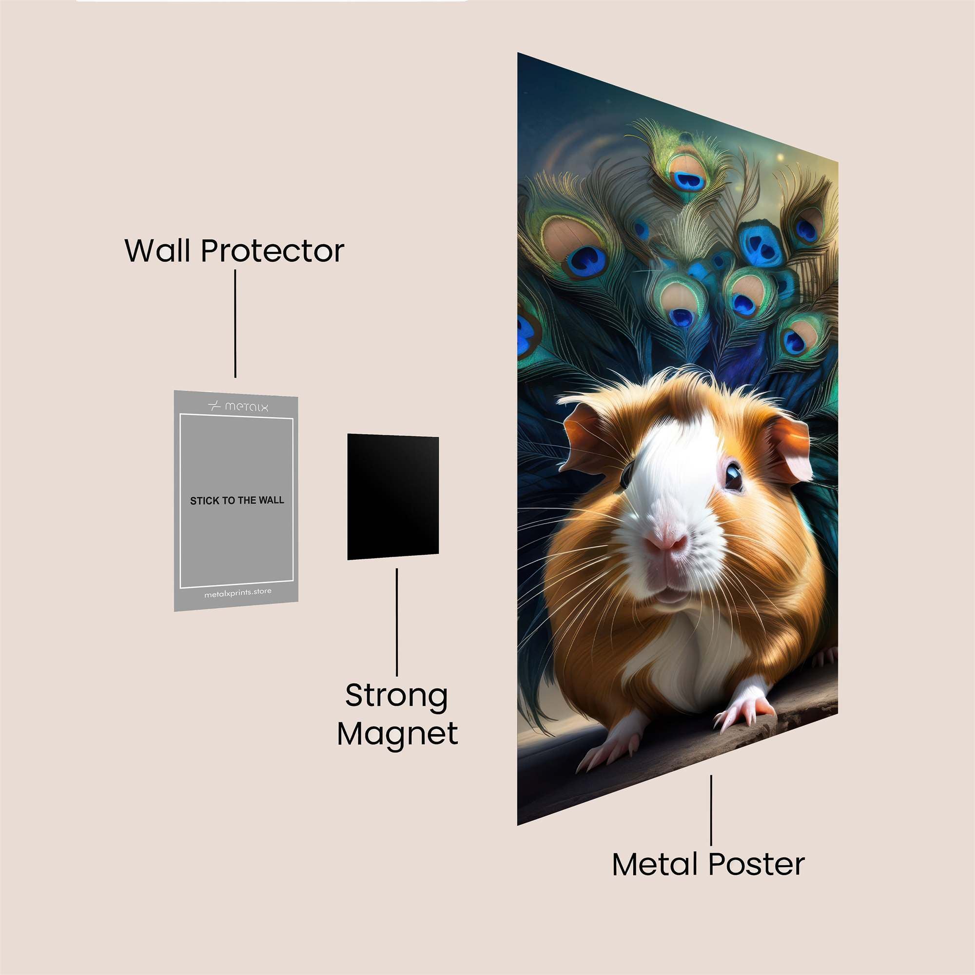 Peacock Guinea Safe Wall Magnetic / M