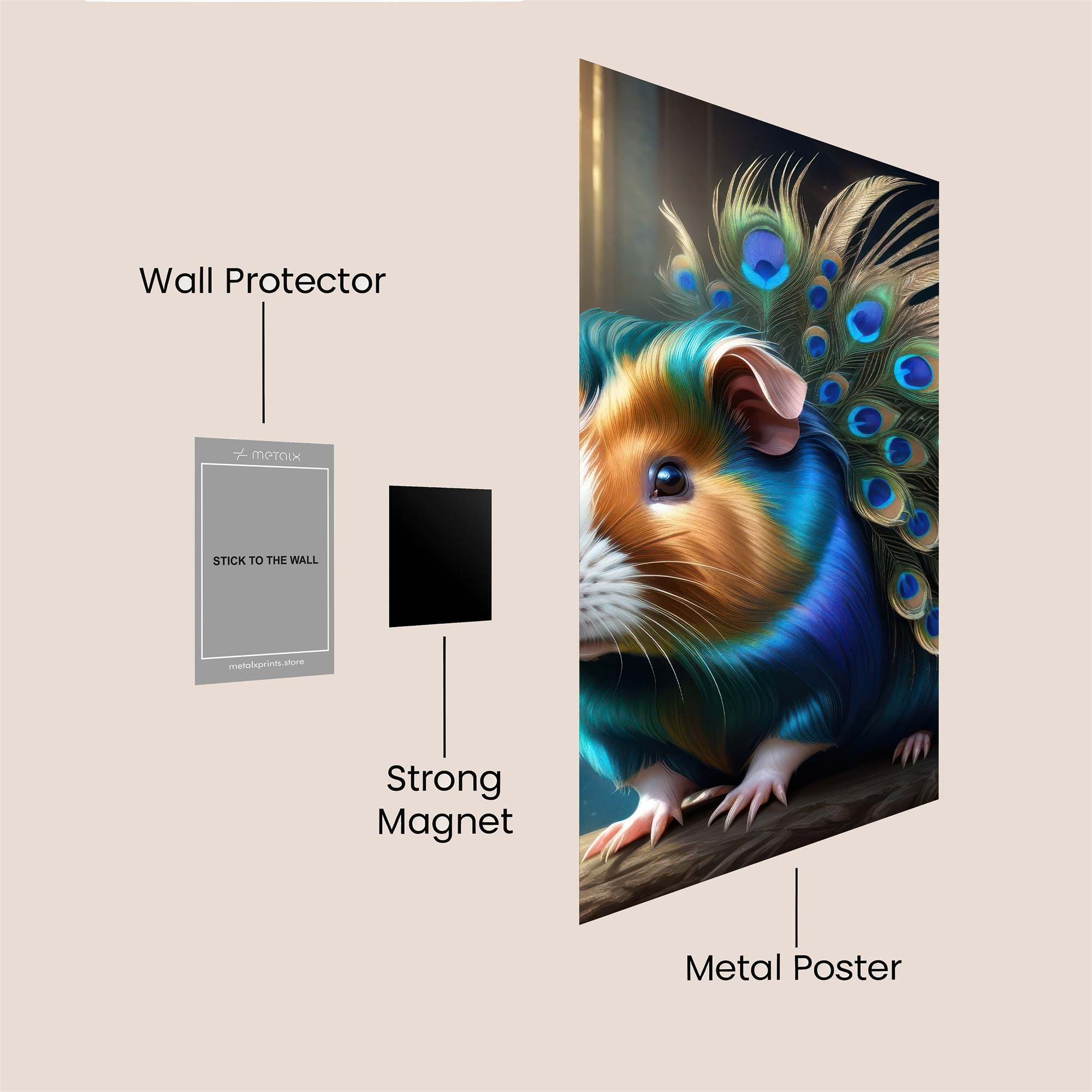Peacock Guinea Safe Wall Magnetic / M