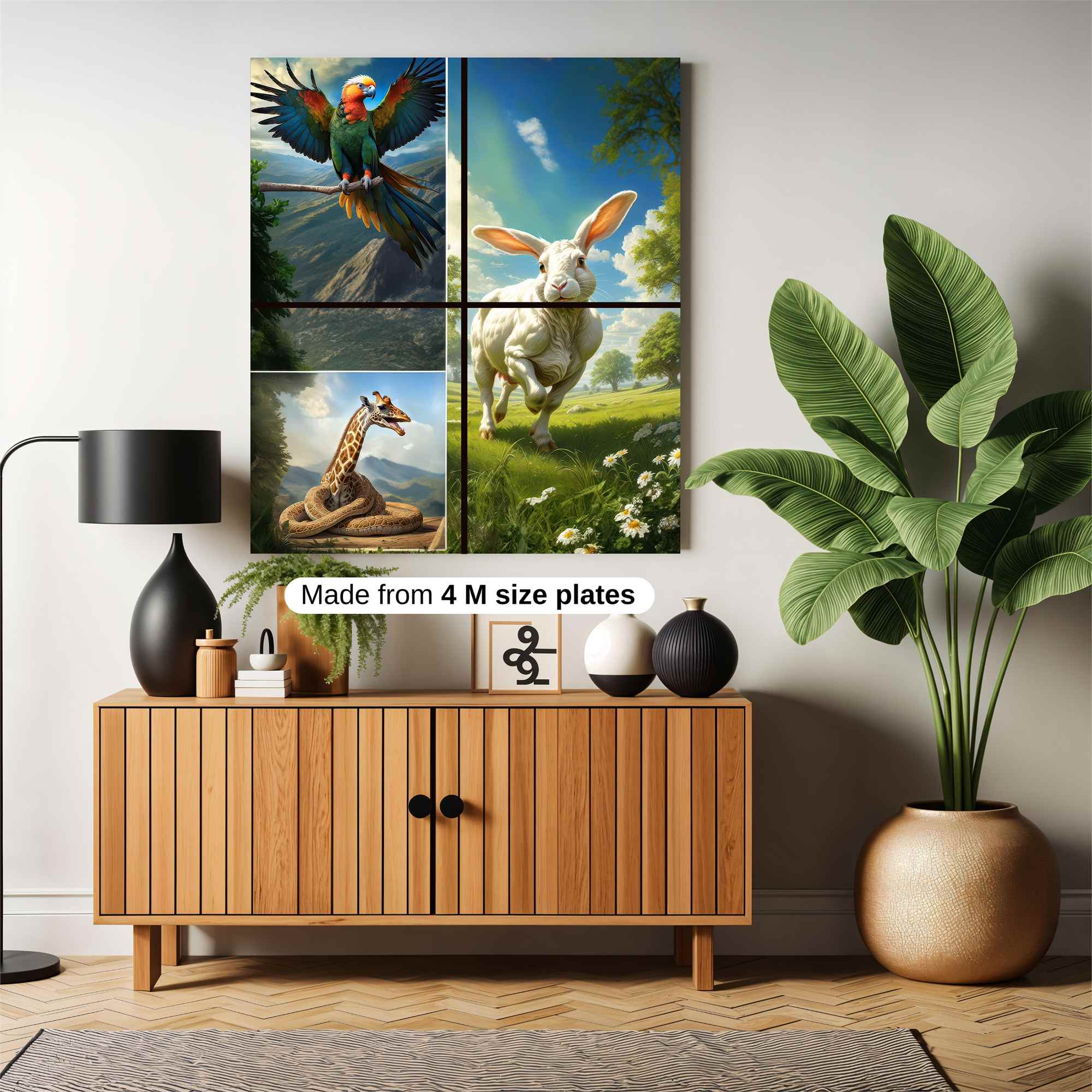 Parrot Serenity, Rabbit Joy, Giraffe Curiosity Safe Wall Magnetic / M