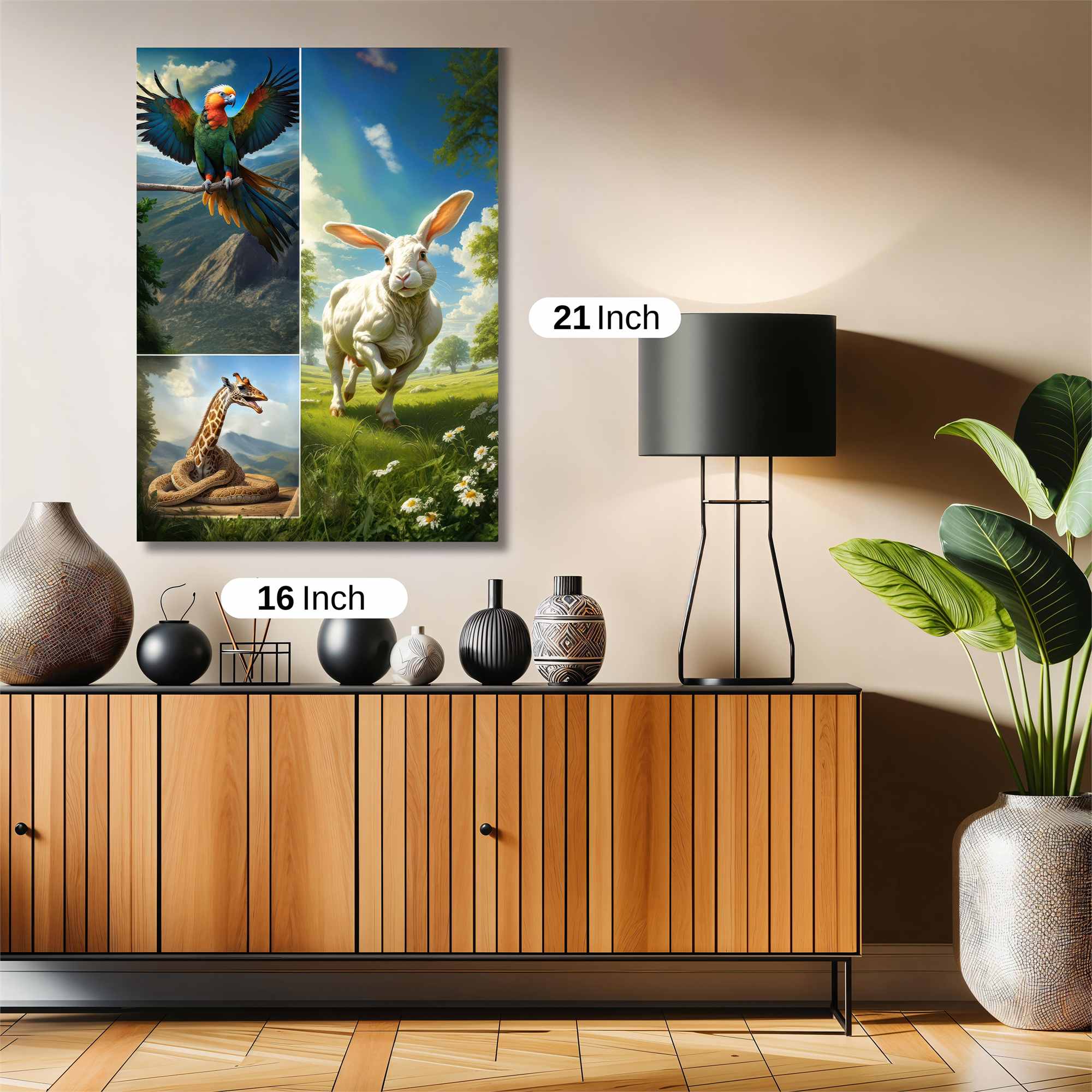 Parrot Serenity, Rabbit Joy, Giraffe Curiosity Safe Wall Magnetic / M