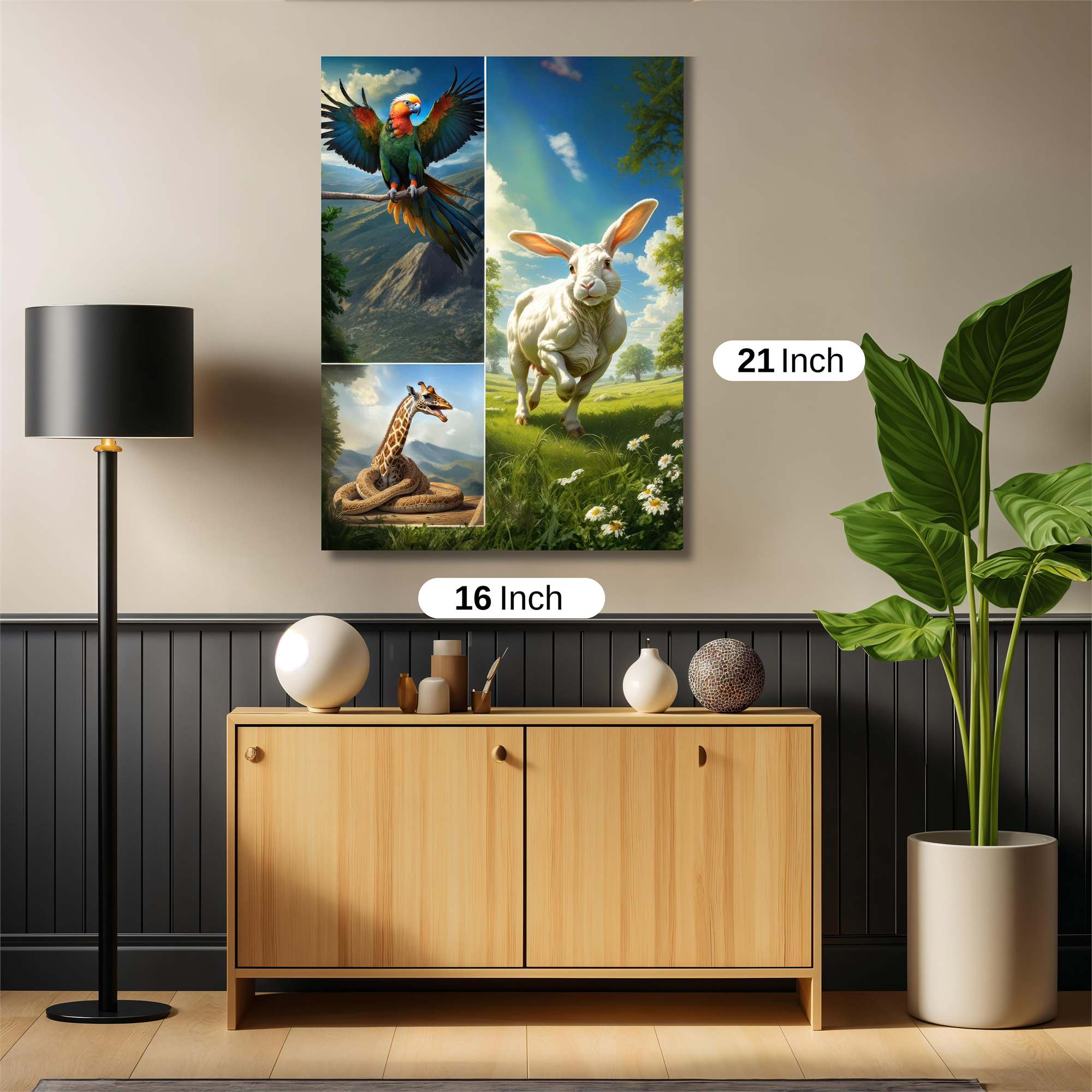 Parrot Serenity, Rabbit Joy, Giraffe Curiosity Safe Wall Magnetic / M