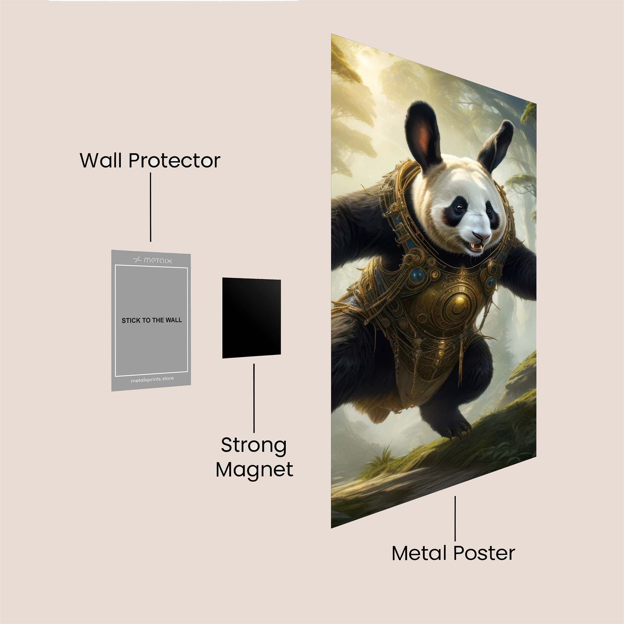 Panda Warrior Safe Wall Magnetic / M