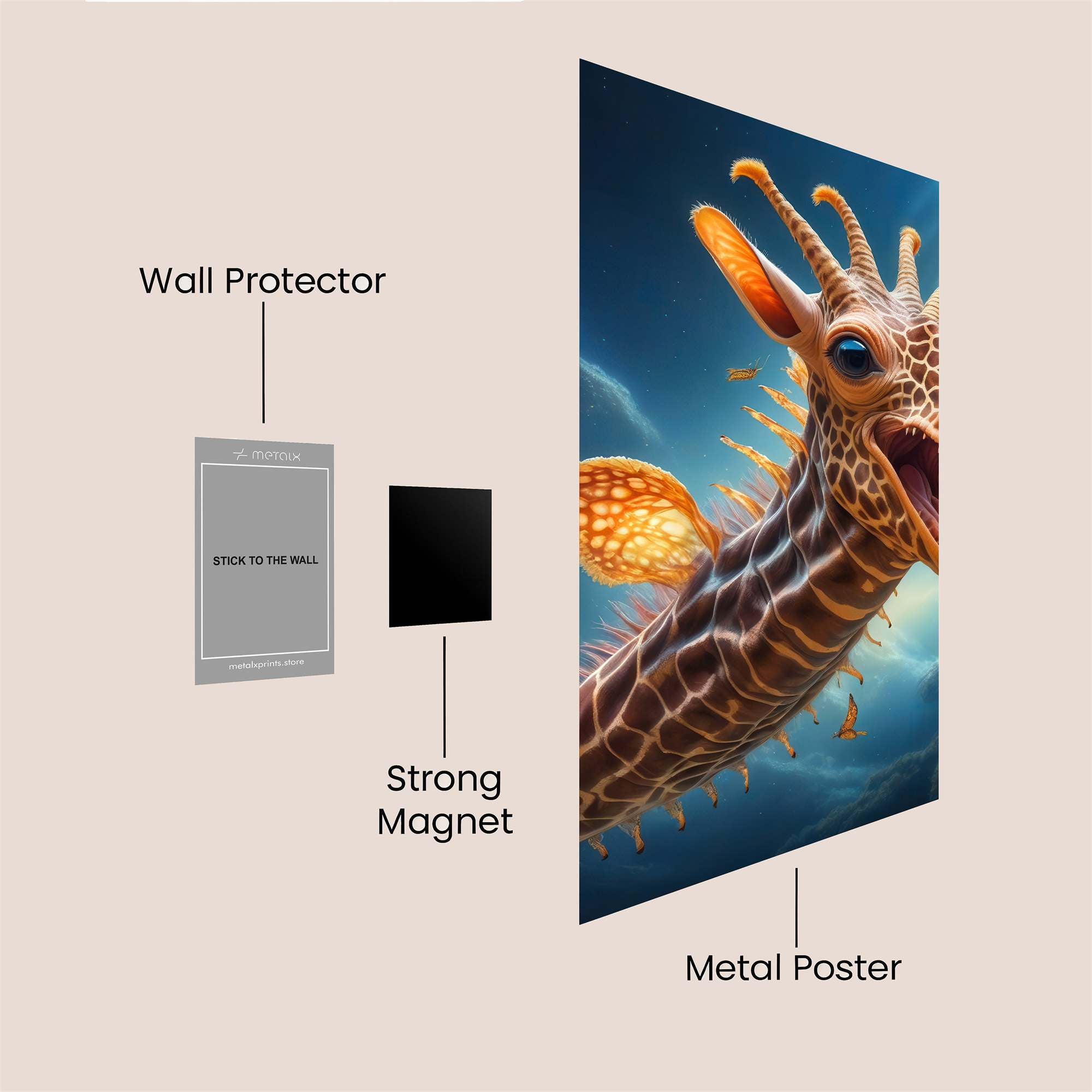 Giraffe Gleeful Safe Wall Magnetic / M