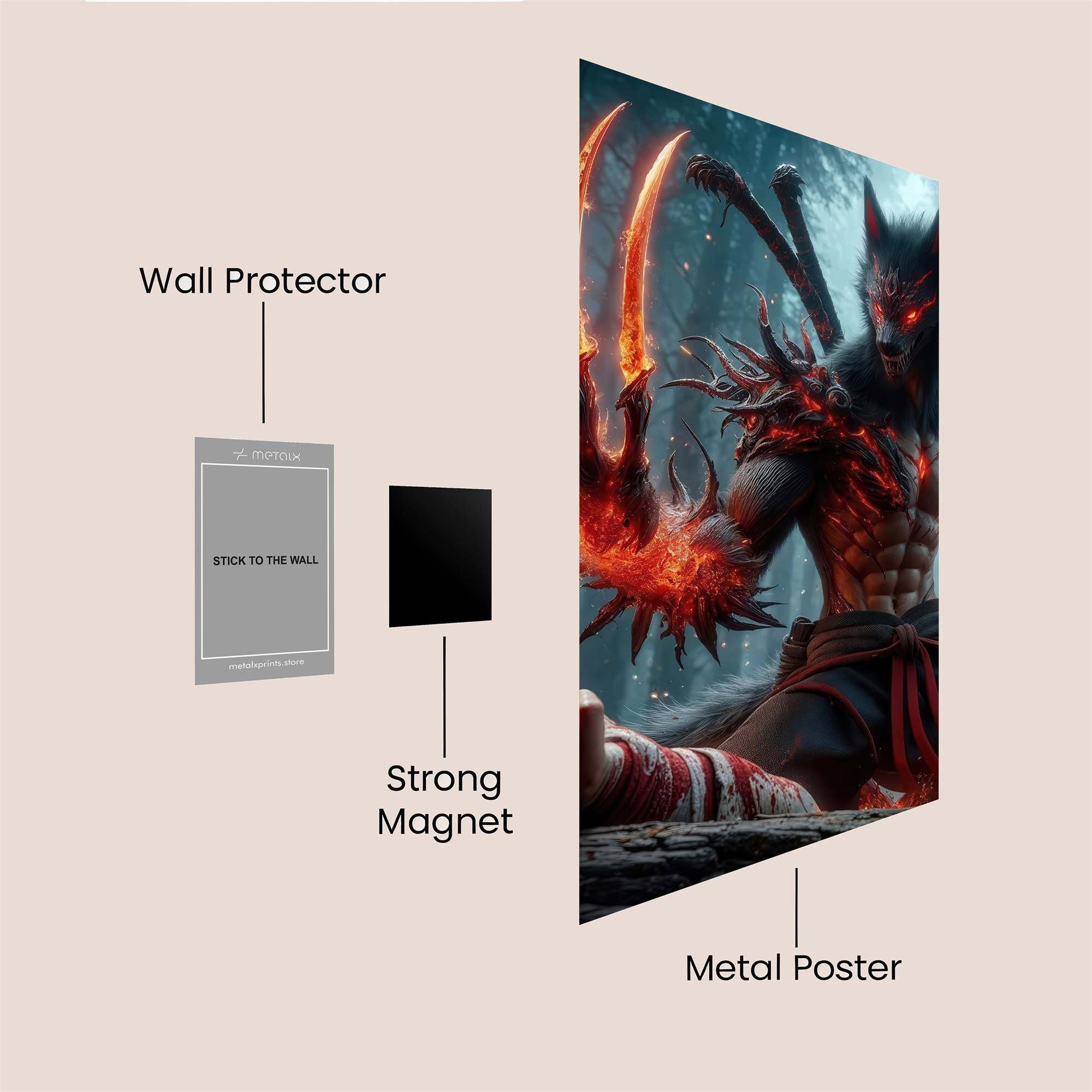 Wolf Inferno Safe Wall Magnetic / M