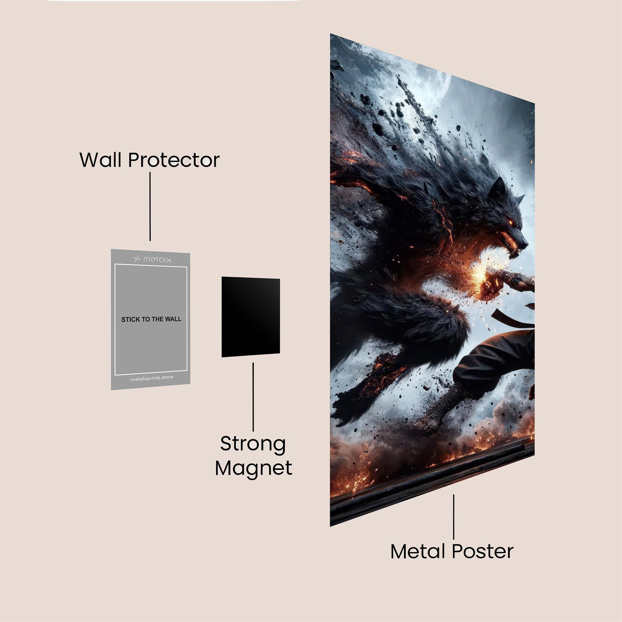 Wolf Clash Safe Wall Magnetic / M