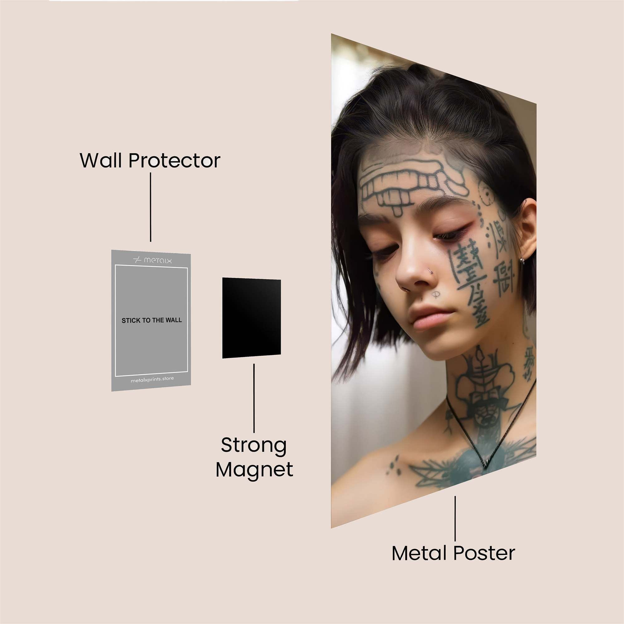 Tattooed Tranquil Safe Wall Magnetic / M