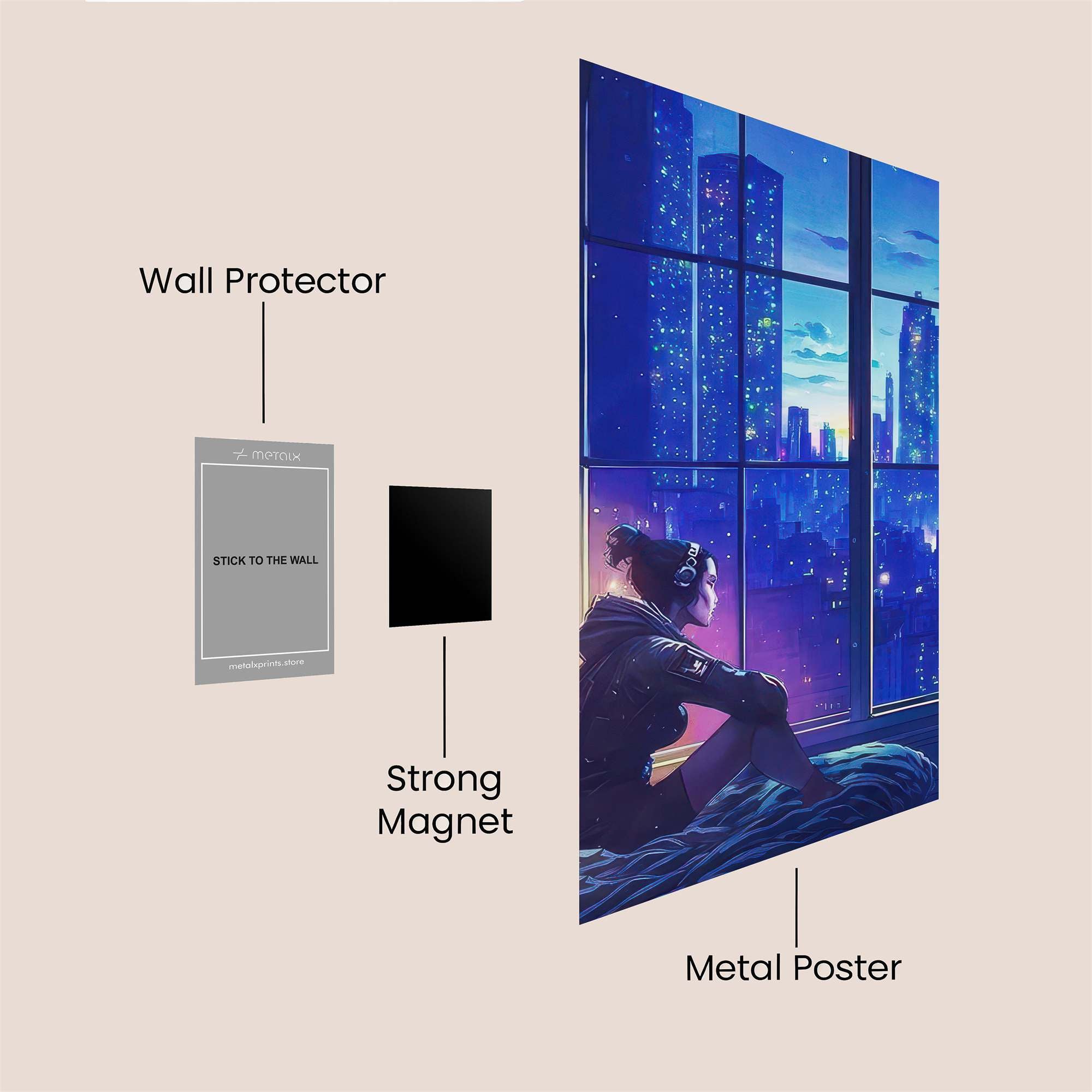 Cityscape Tranquil Safe Wall Magnetic / M