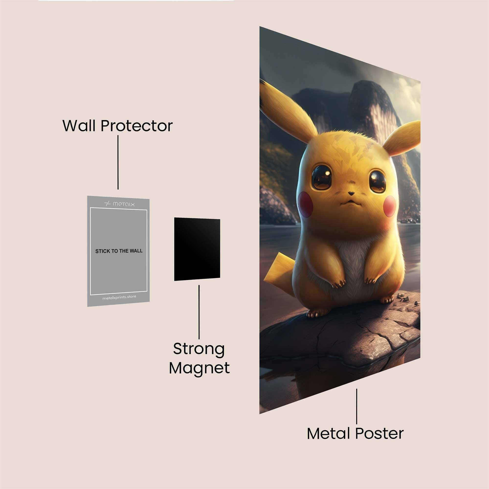 Pikachu Pensive Safe Wall Magnetic / M