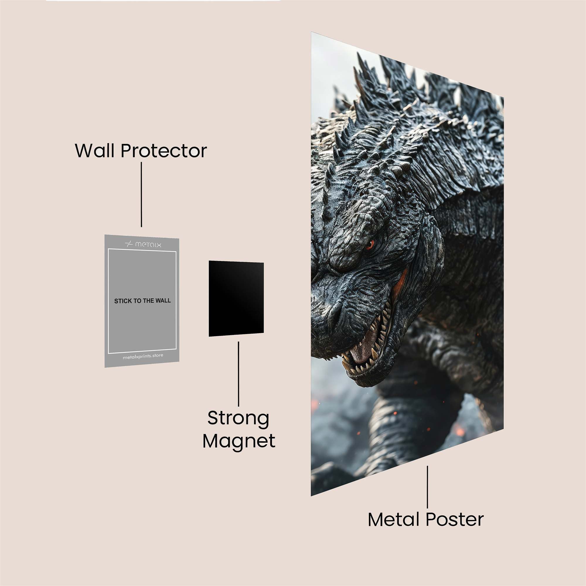 Godzilla Rampant Safe Wall Magnetic / M