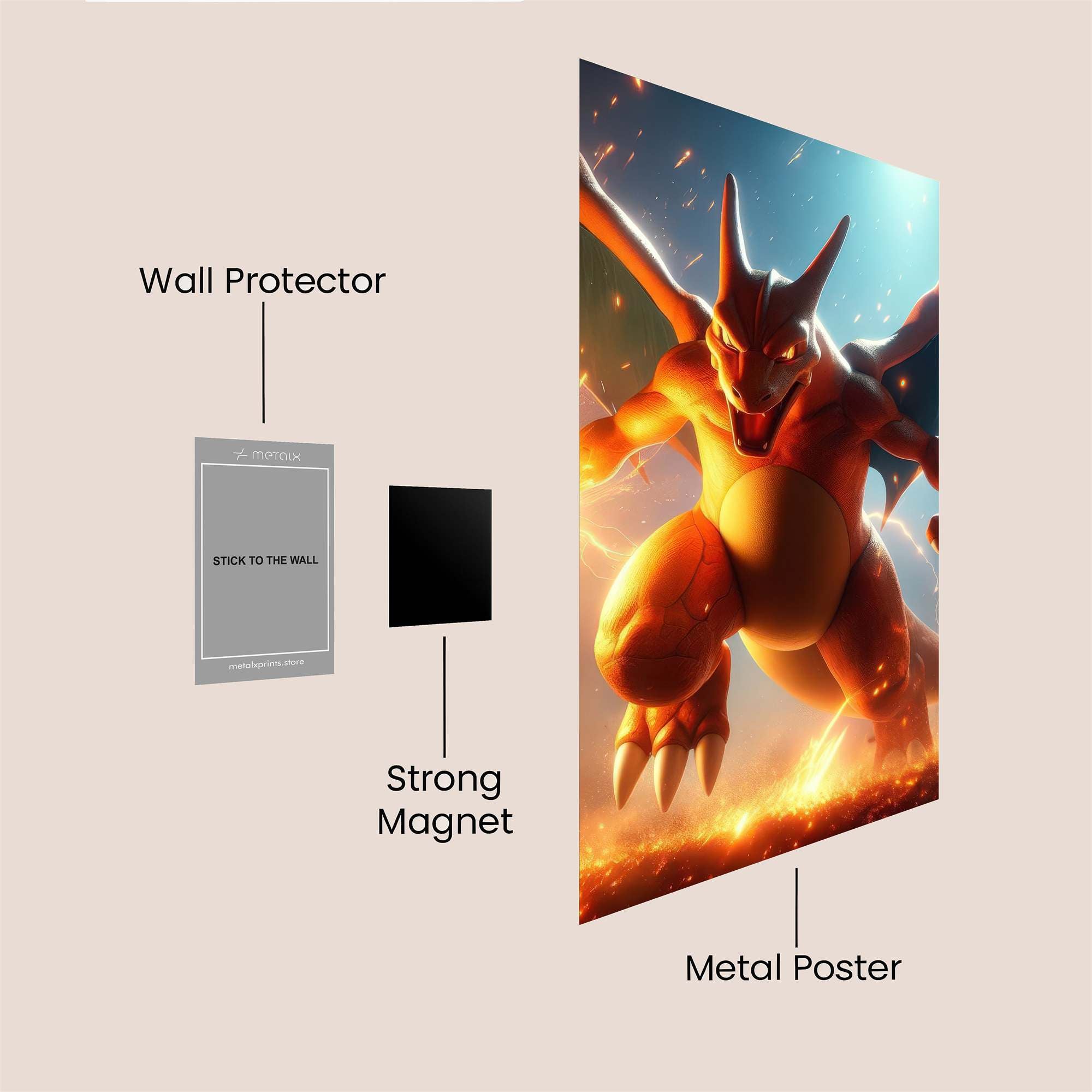 Charizard Fiery Safe Wall Magnetic / M