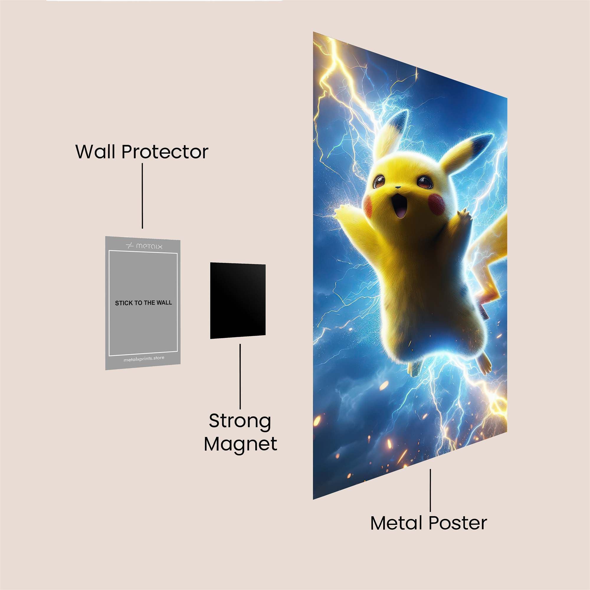 Pikachu Electrifying Safe Wall Magnetic / M