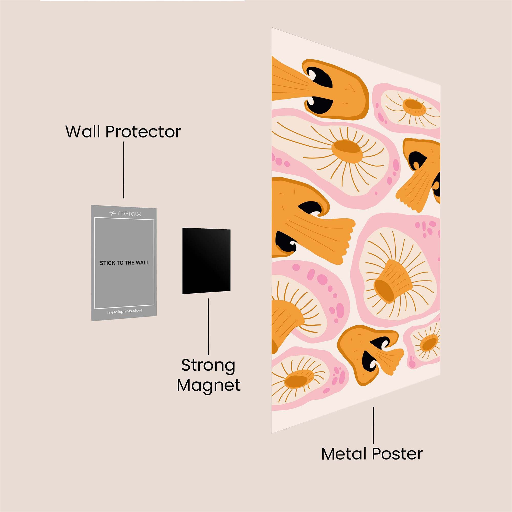 Mushroom Whimsy Safe Wall Magnetic / M