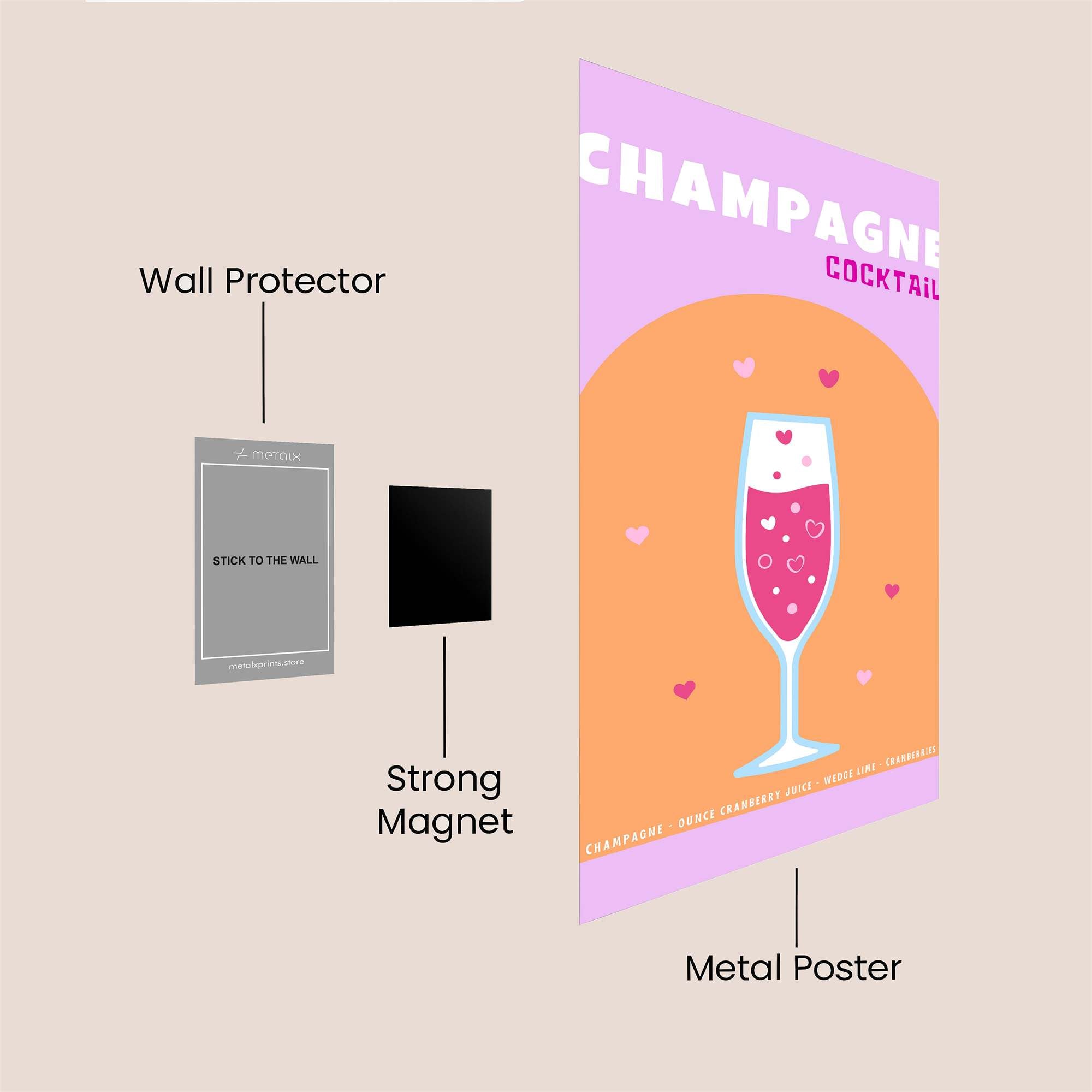 Champagne Love Safe Wall Magnetic / M