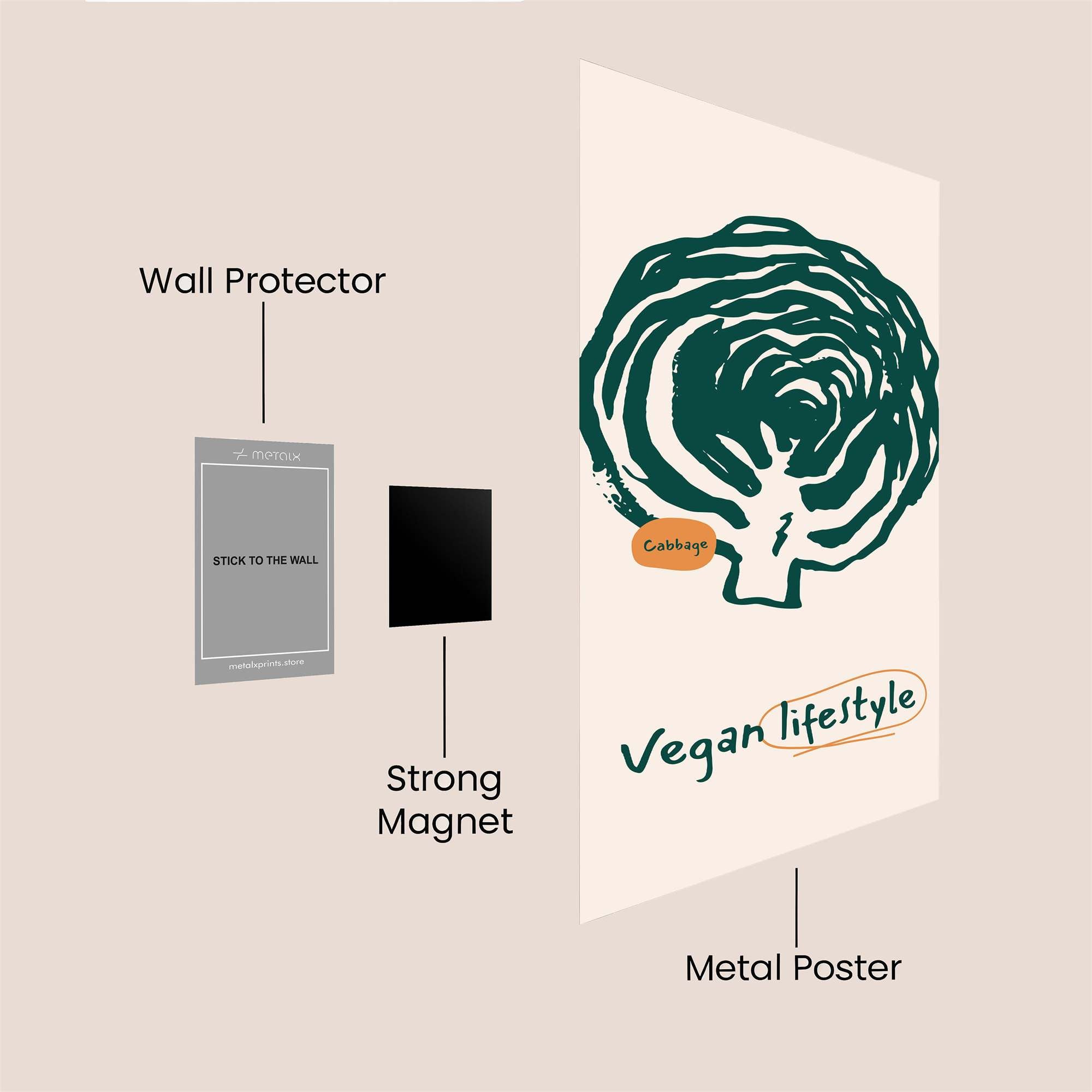 Cabbage Calm Safe Wall Magnetic / M