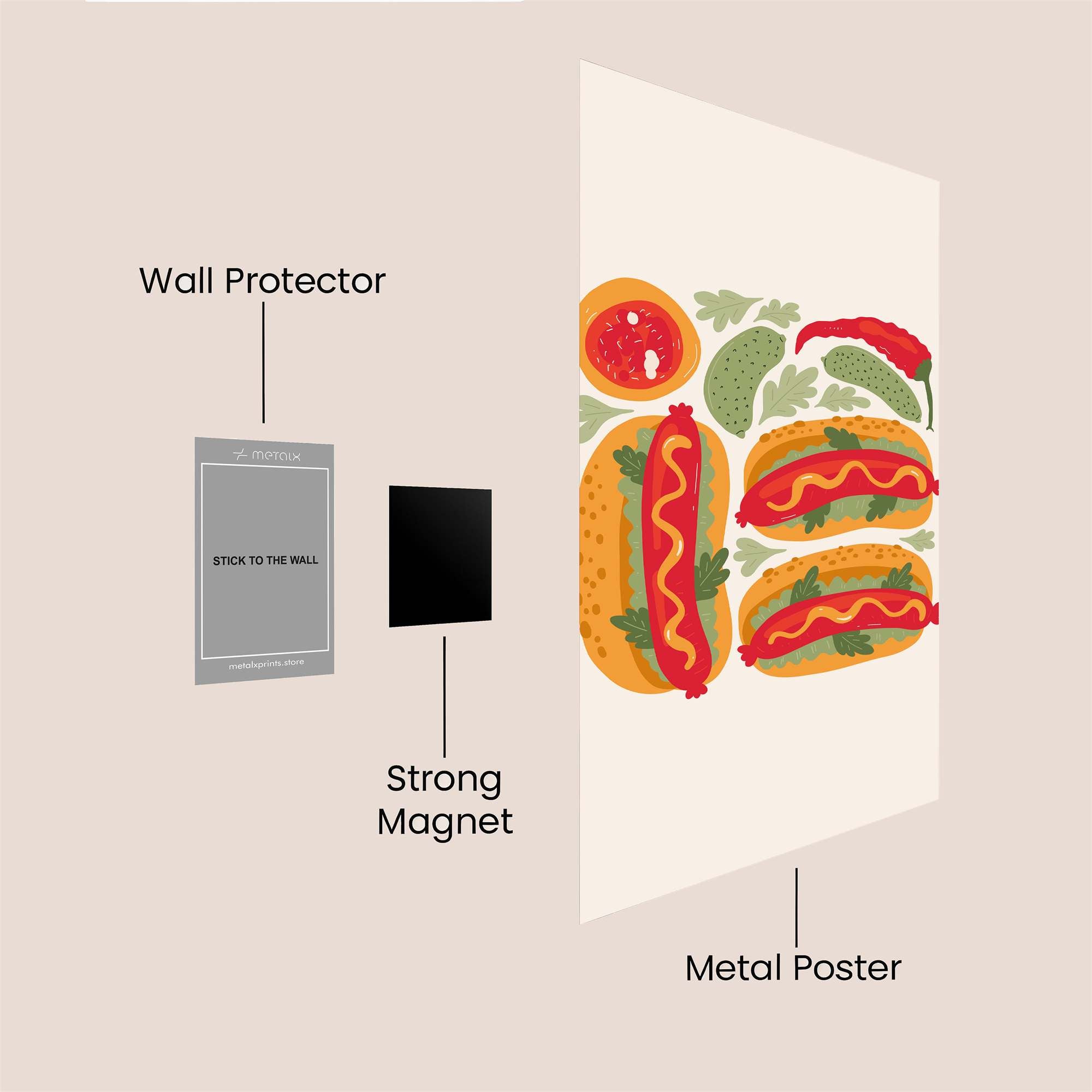 Hotdog Fiesta Safe Wall Magnetic / M