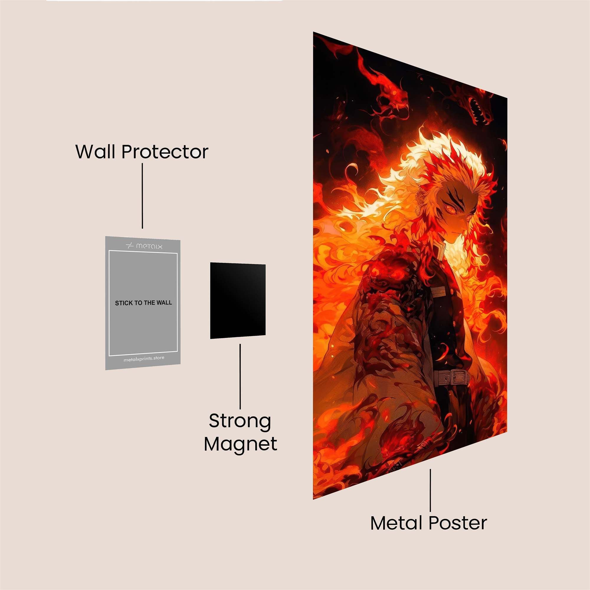 Kyojuro Fiery Safe Wall Magnetic / M