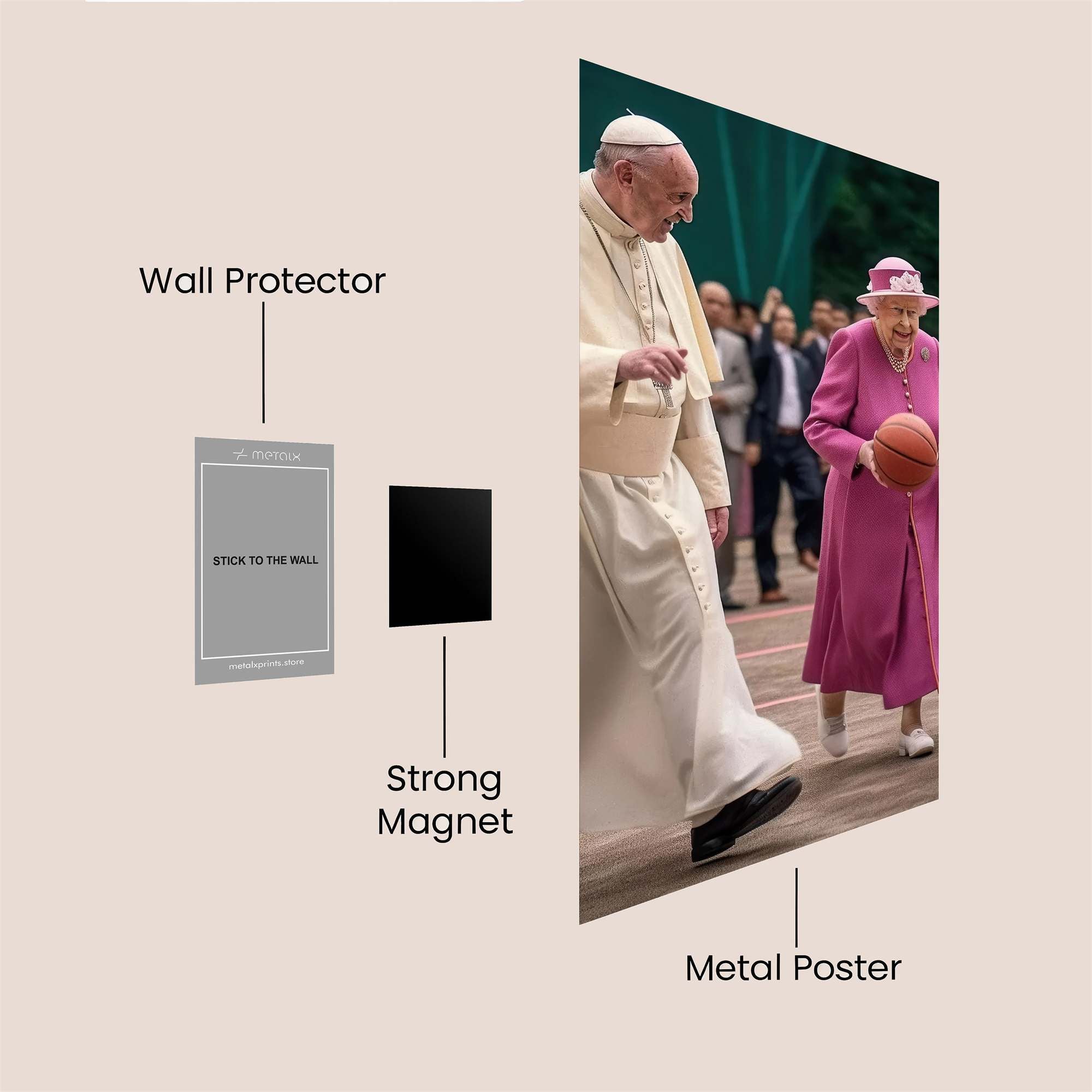 Pope Playful, Queen Quirky Safe Wall Magnetic / M