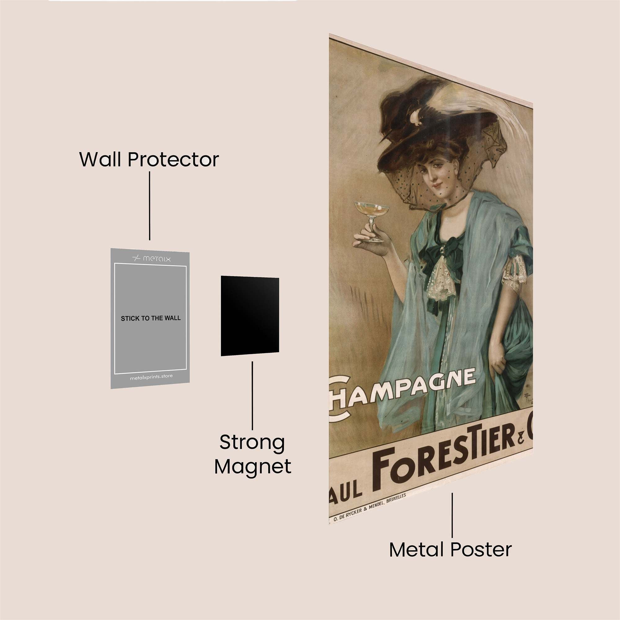 Champagne Elegance Safe Wall Magnetic / M