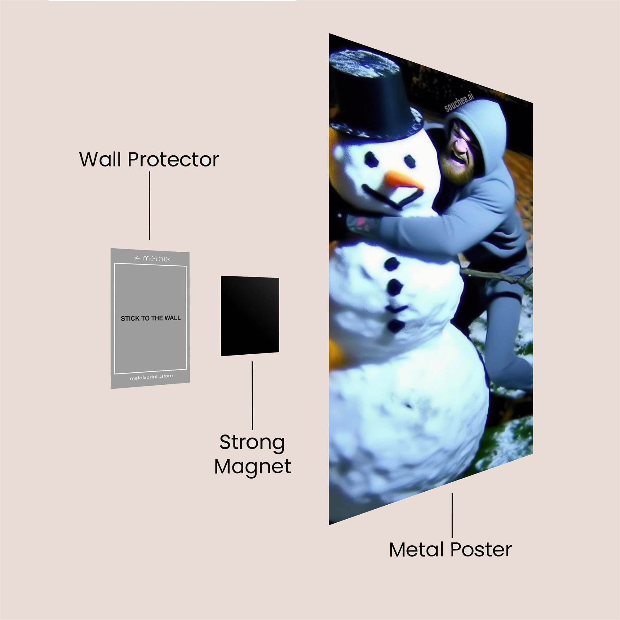 Snowman Embrace Safe Wall Magnetic / M