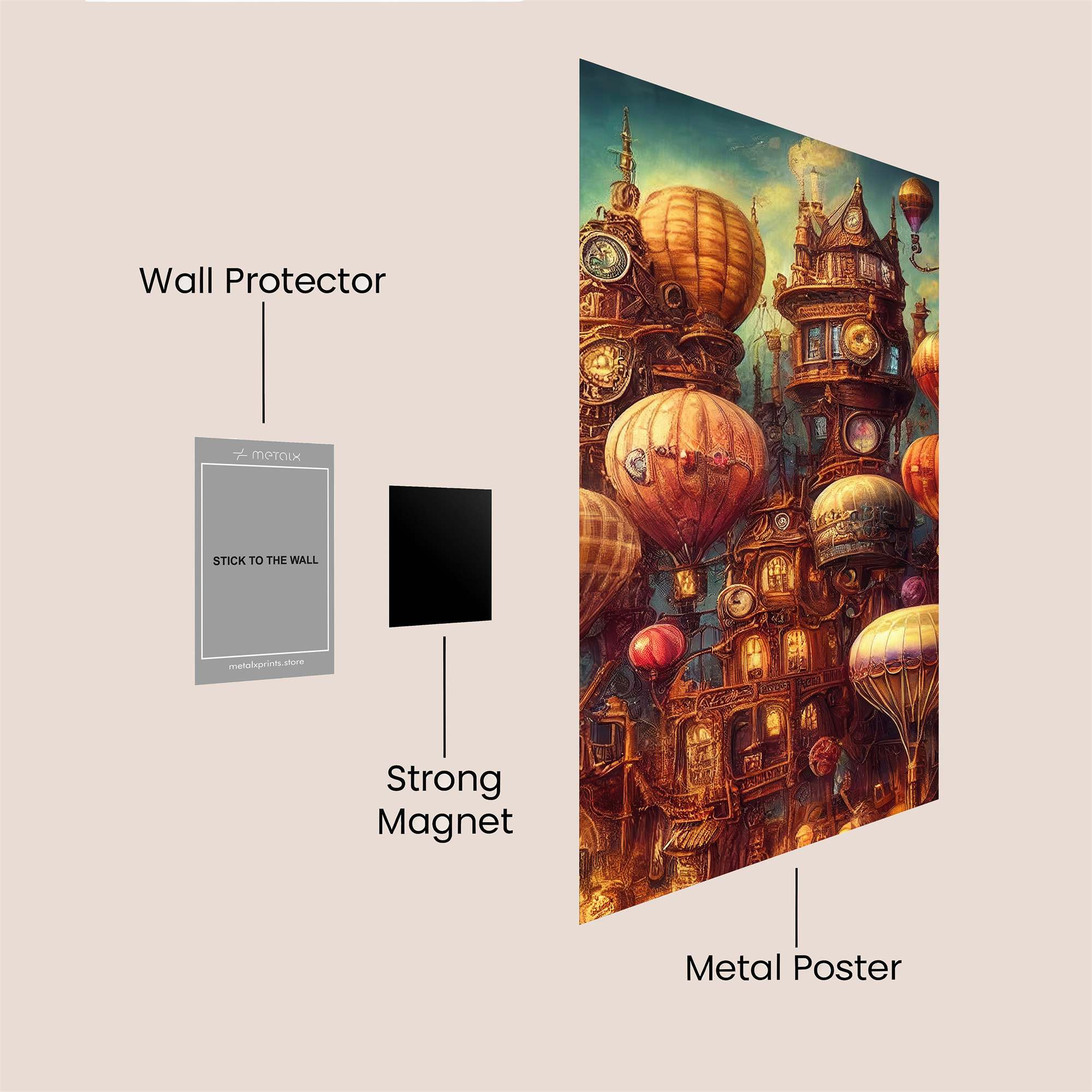 Steampunk Whimsy Safe Wall Magnetic / M