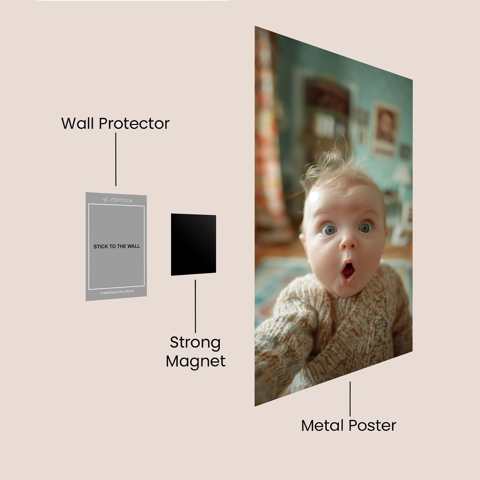 Surprised Tot Safe Wall Magnetic / M