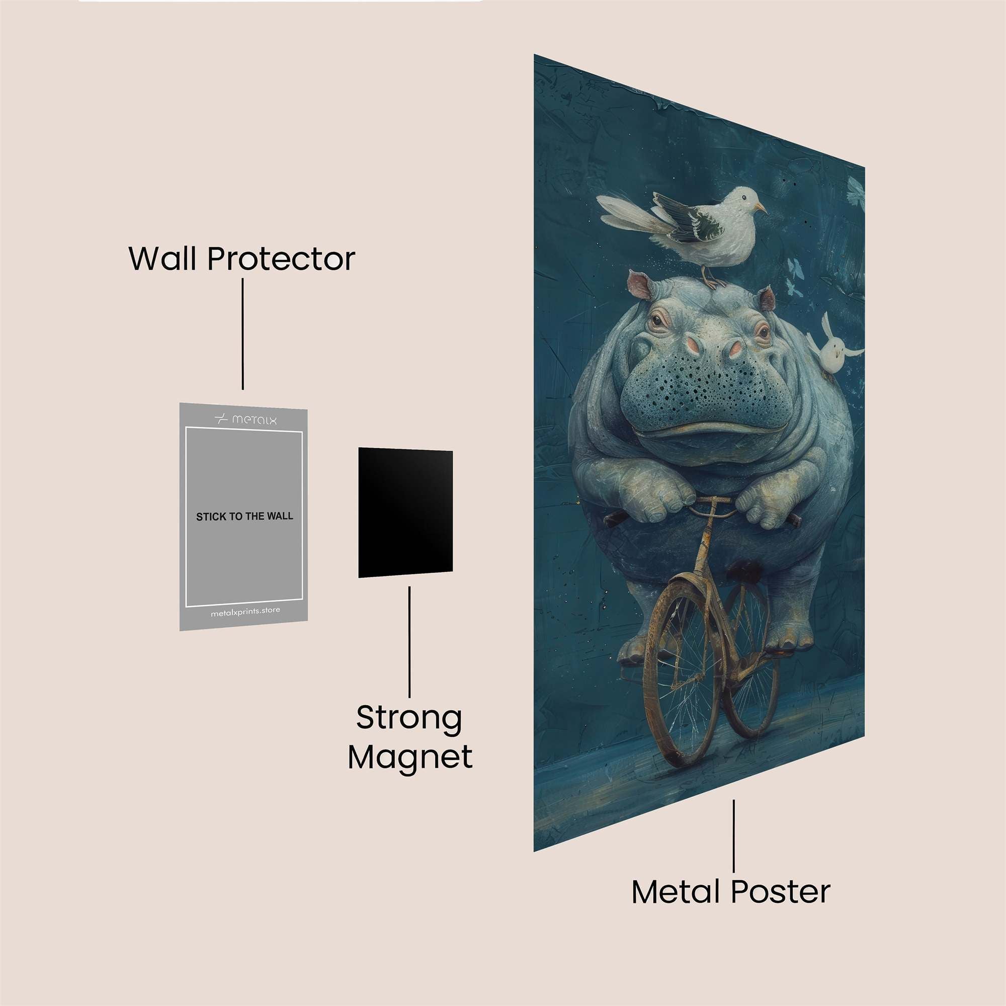 Hippo Whimsy Safe Wall Magnetic / M
