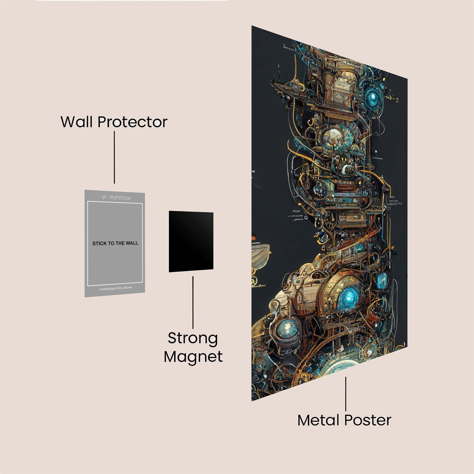 Steampunk Whimsy Safe Wall Magnetic / M