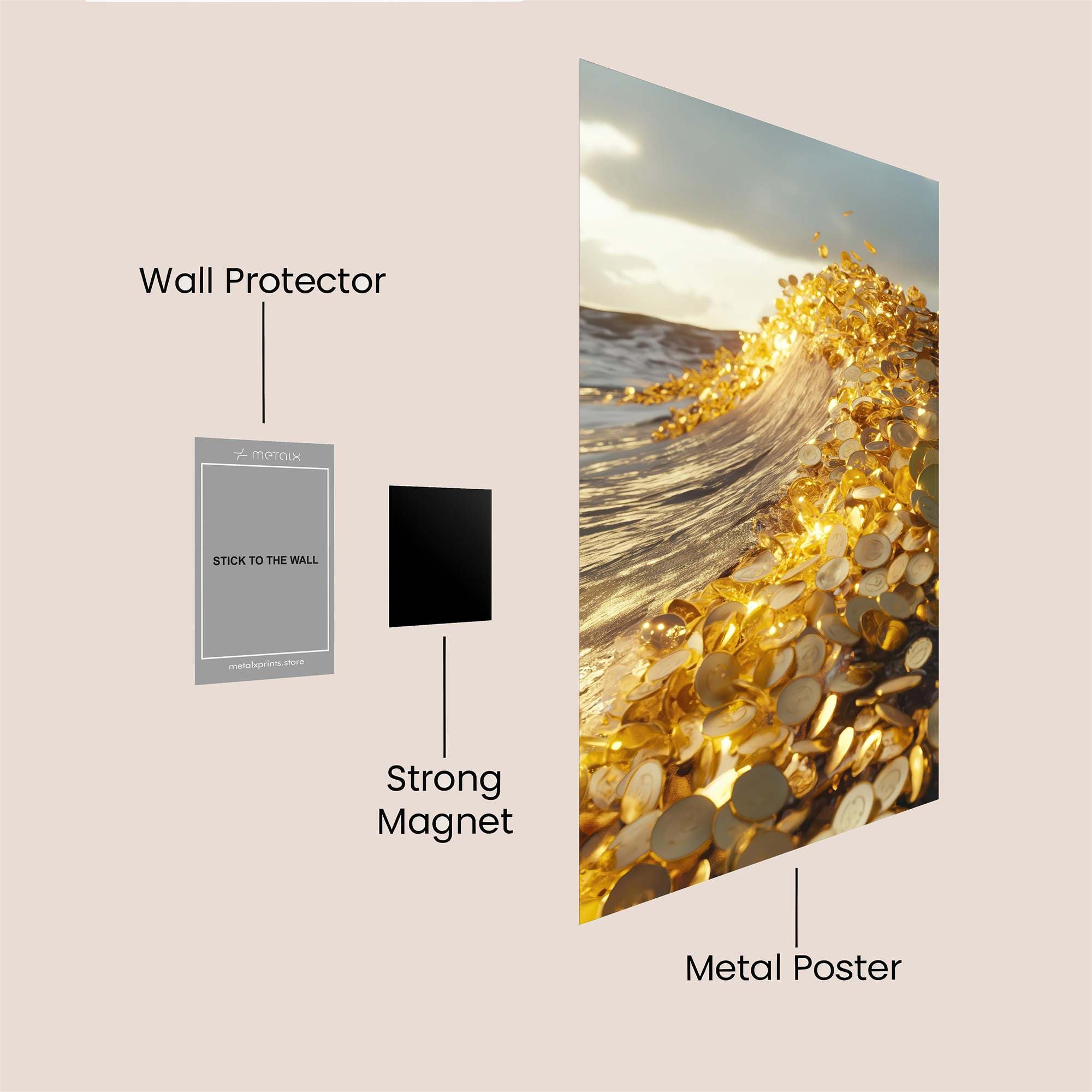 Gold Wave Safe Wall Magnetic / M