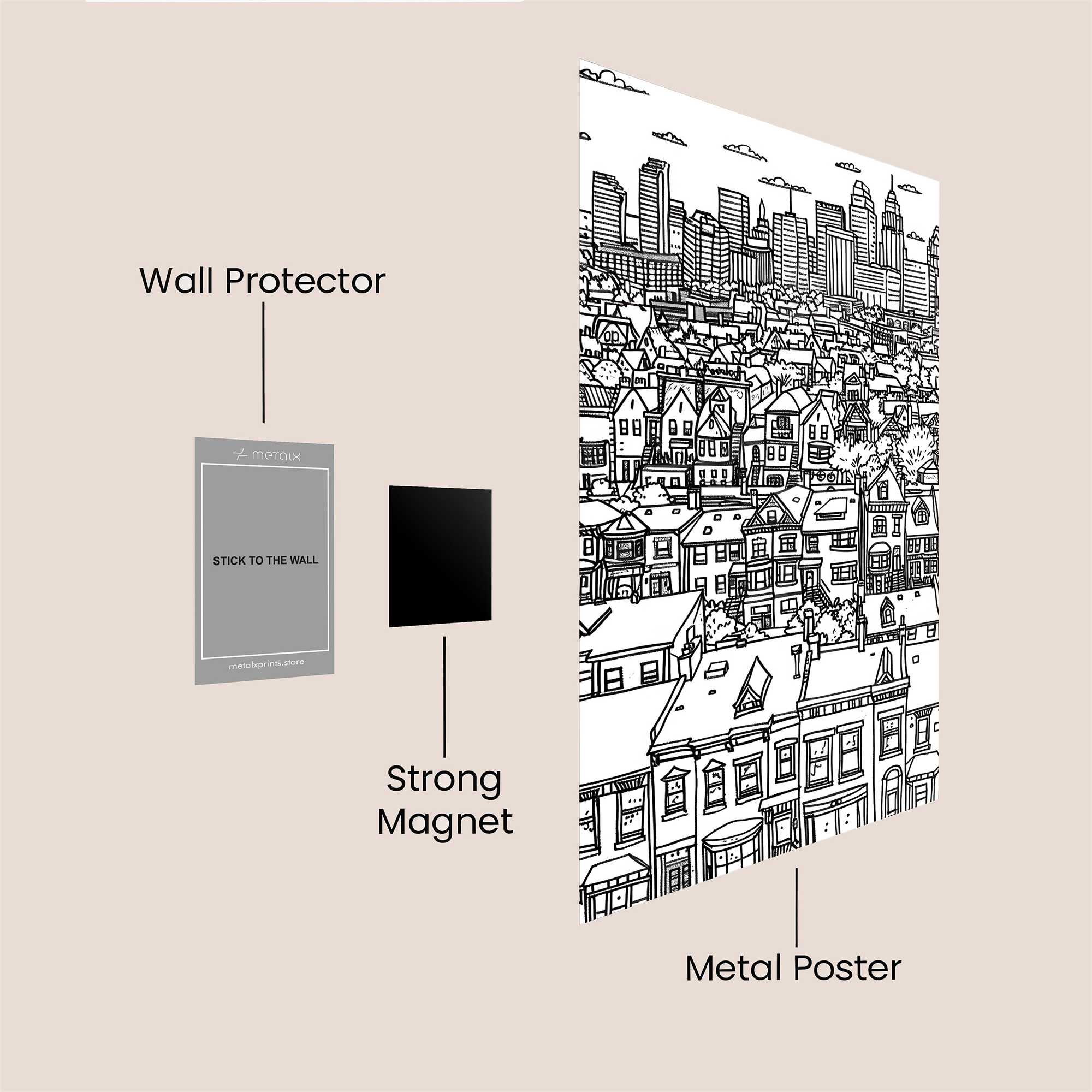 Cityscape Serenity Safe Wall Magnetic / M