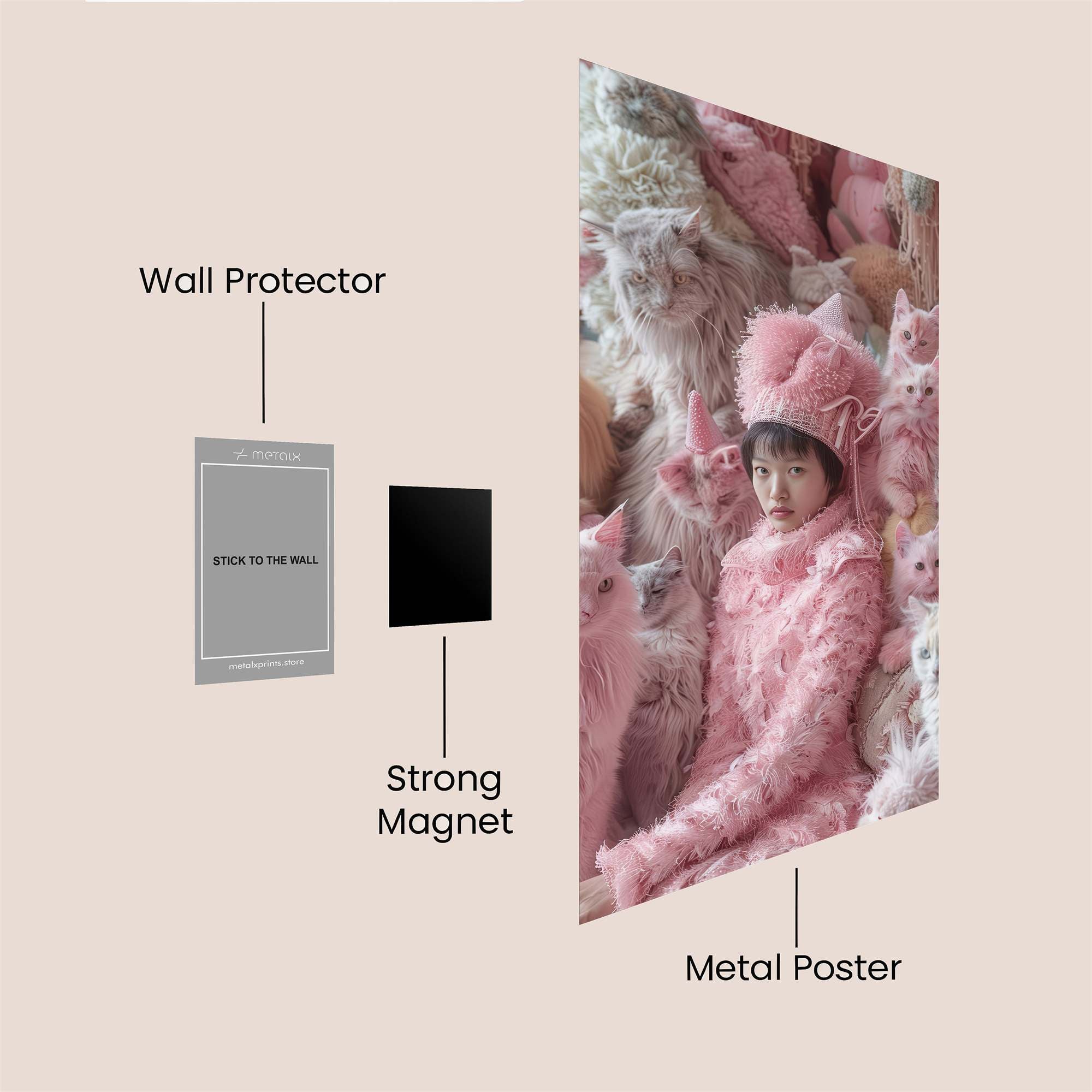 Cat Whimsy Safe Wall Magnetic / M