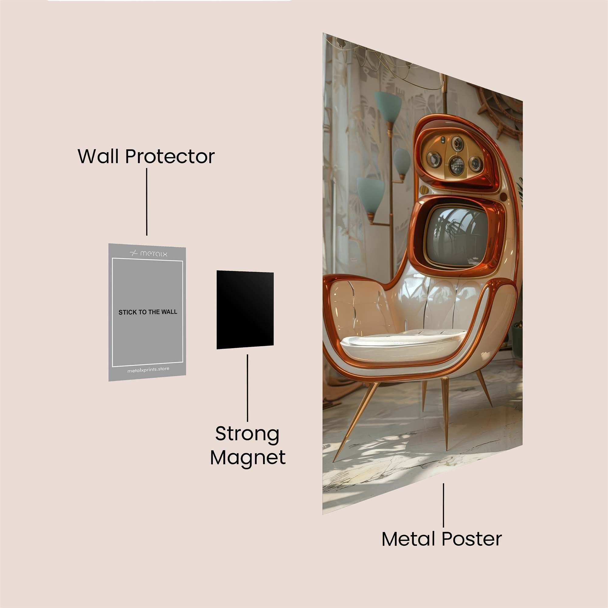 Retro Whimsy Safe Wall Magnetic / M