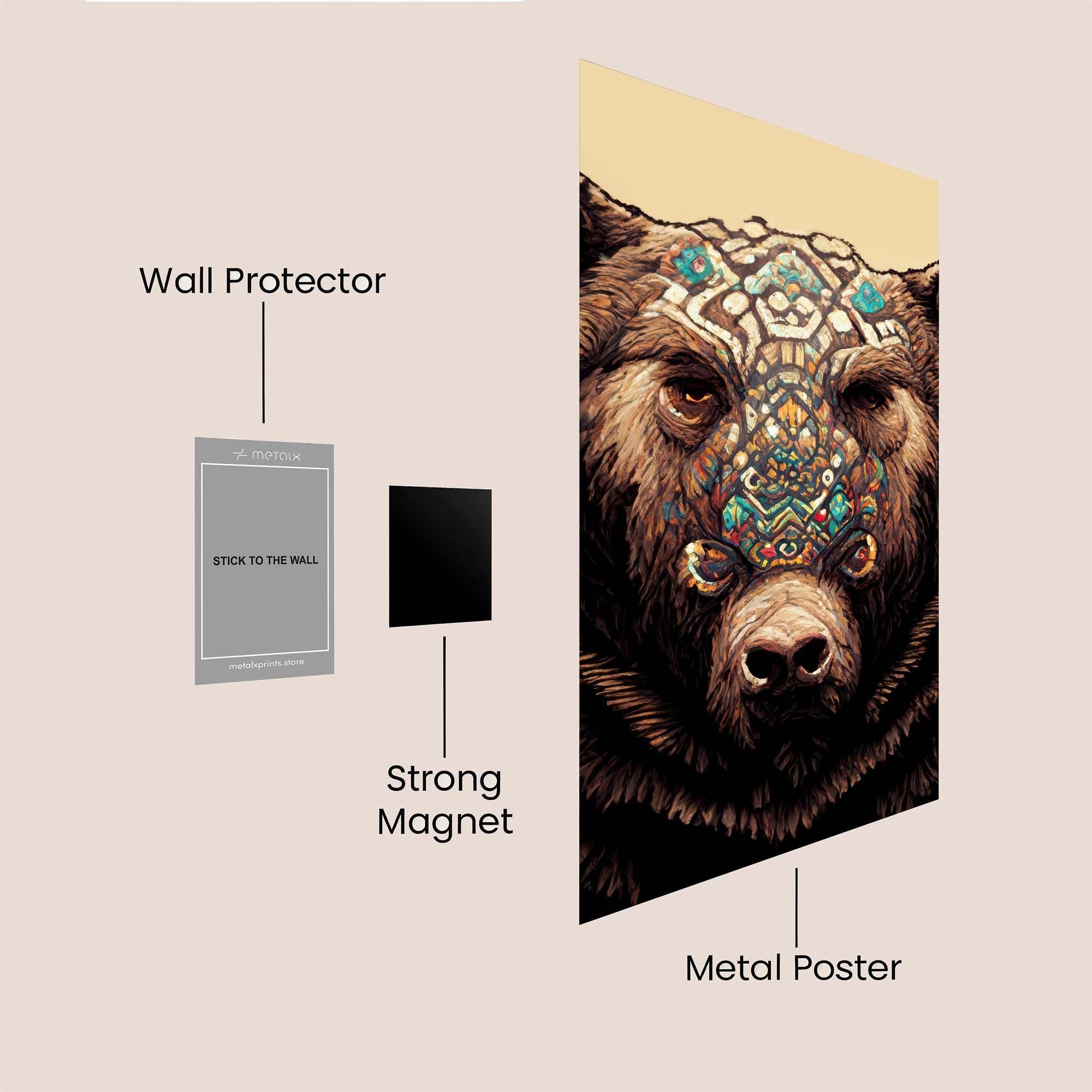 Bear Mosaic Safe Wall Magnetic / M