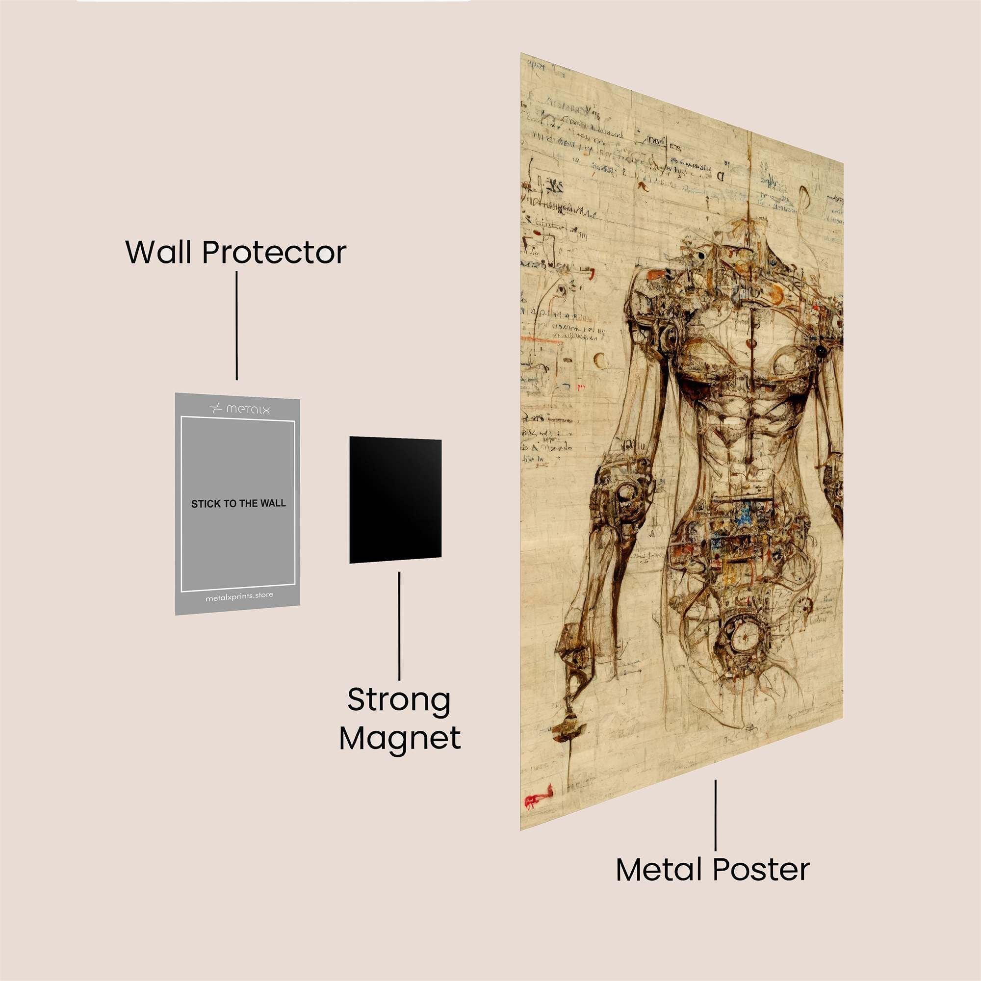 Vitruvian Cyborg Safe Wall Magnetic / M
