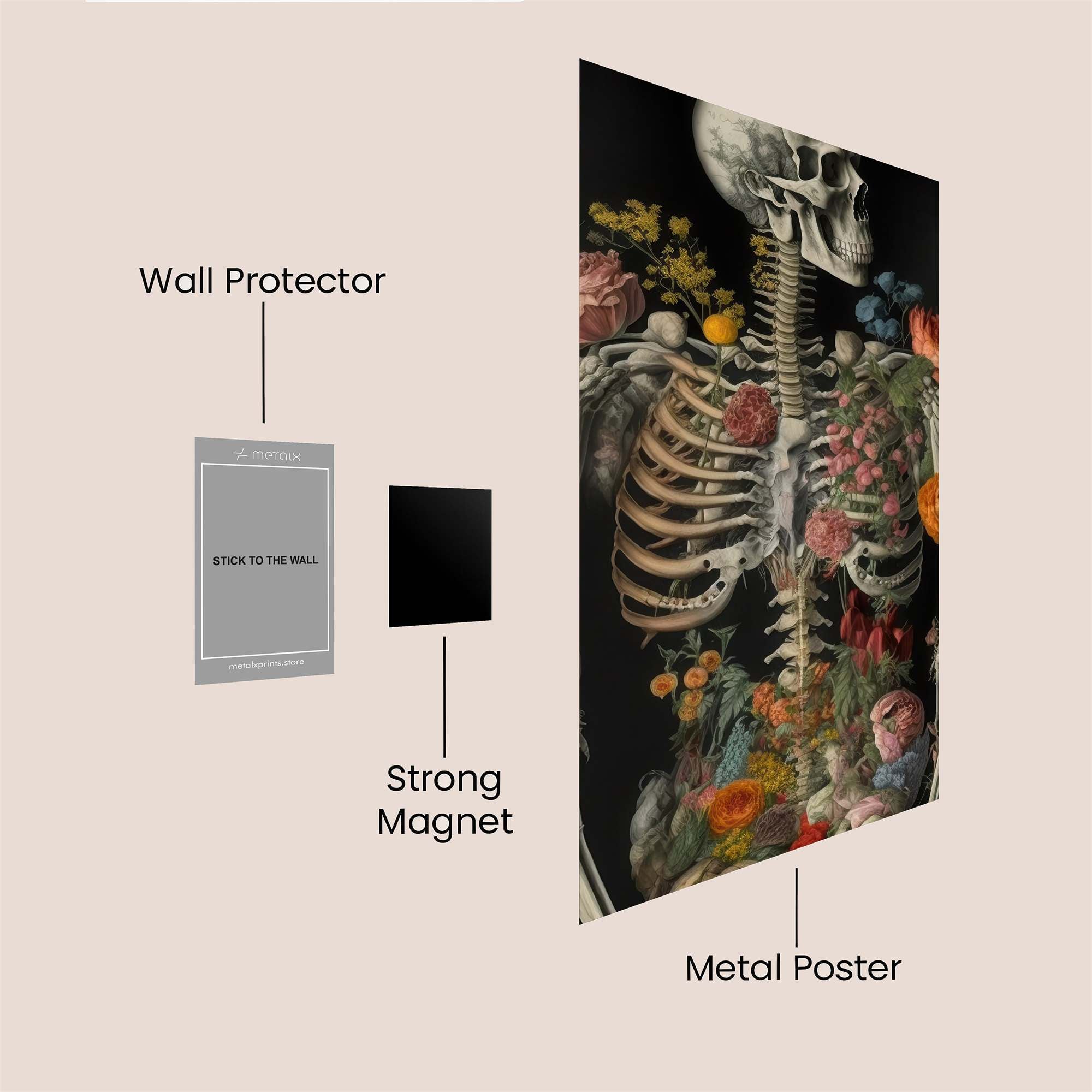 Floral Skeleton Safe Wall Magnetic / M