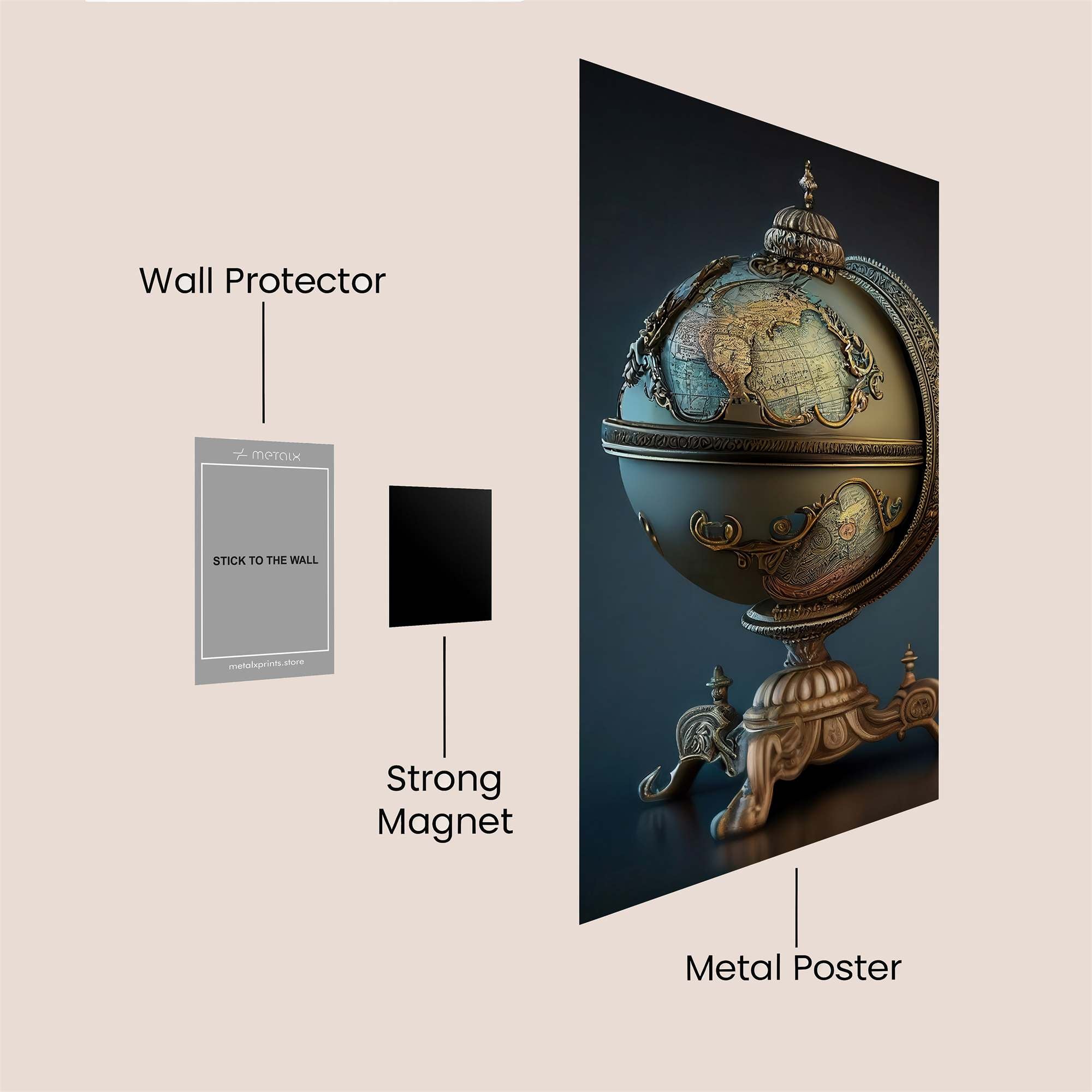 Globe Enigma Safe Wall Magnetic / M