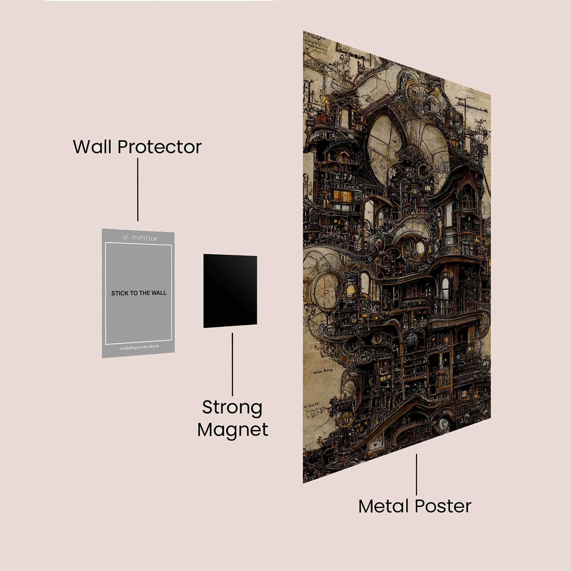 Steampunk Whimsy Safe Wall Magnetic / M