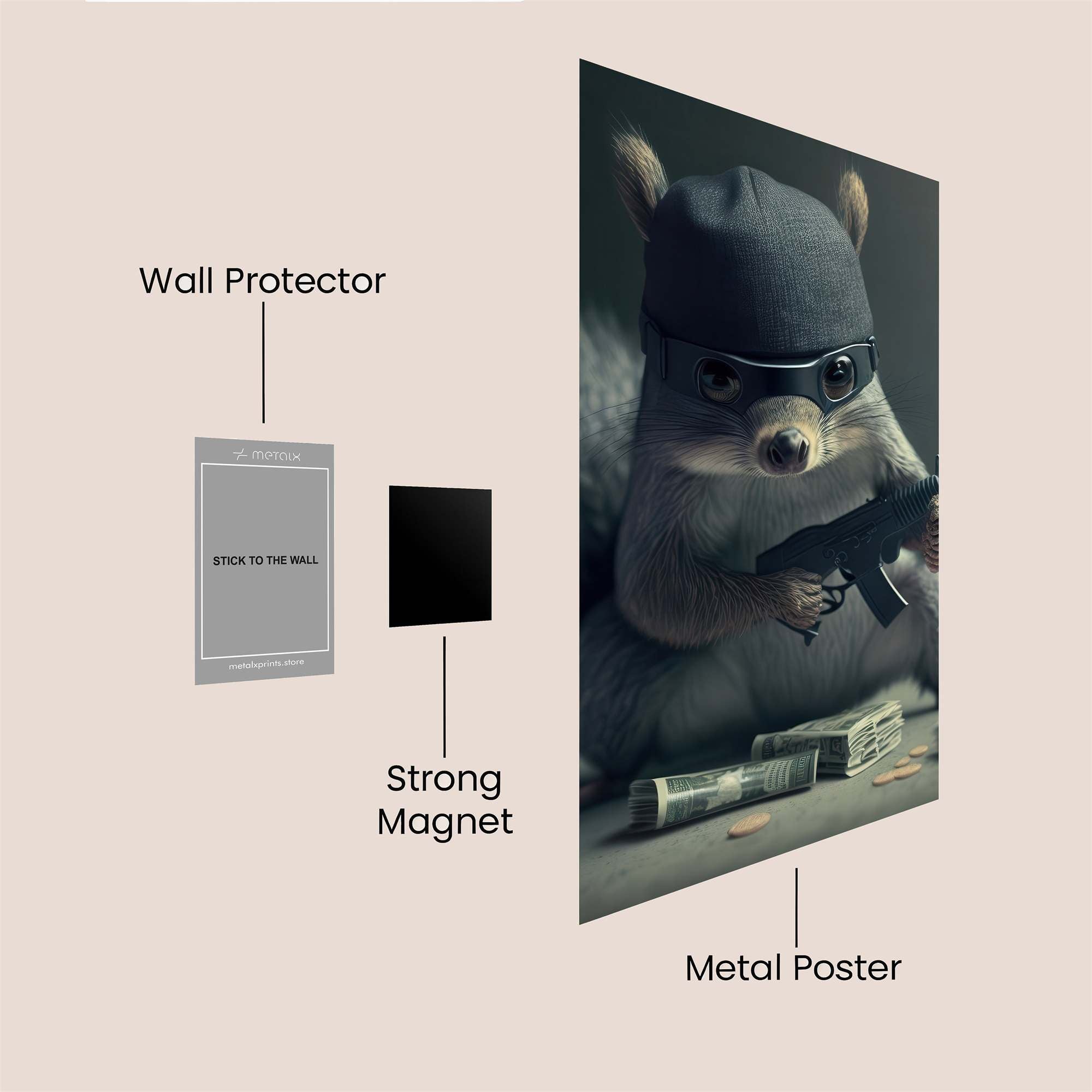 Squirrel Heist Safe Wall Magnetic / M