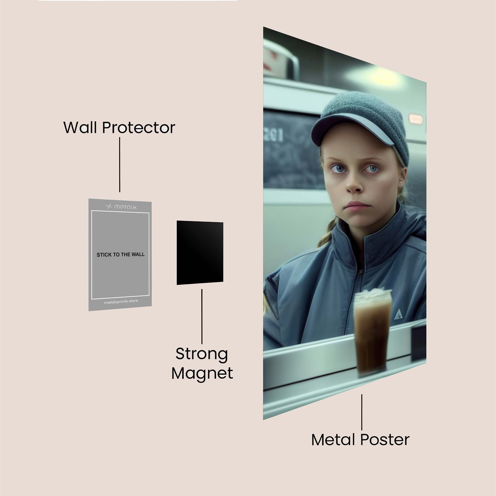 Girl Pensive Safe Wall Magnetic / M